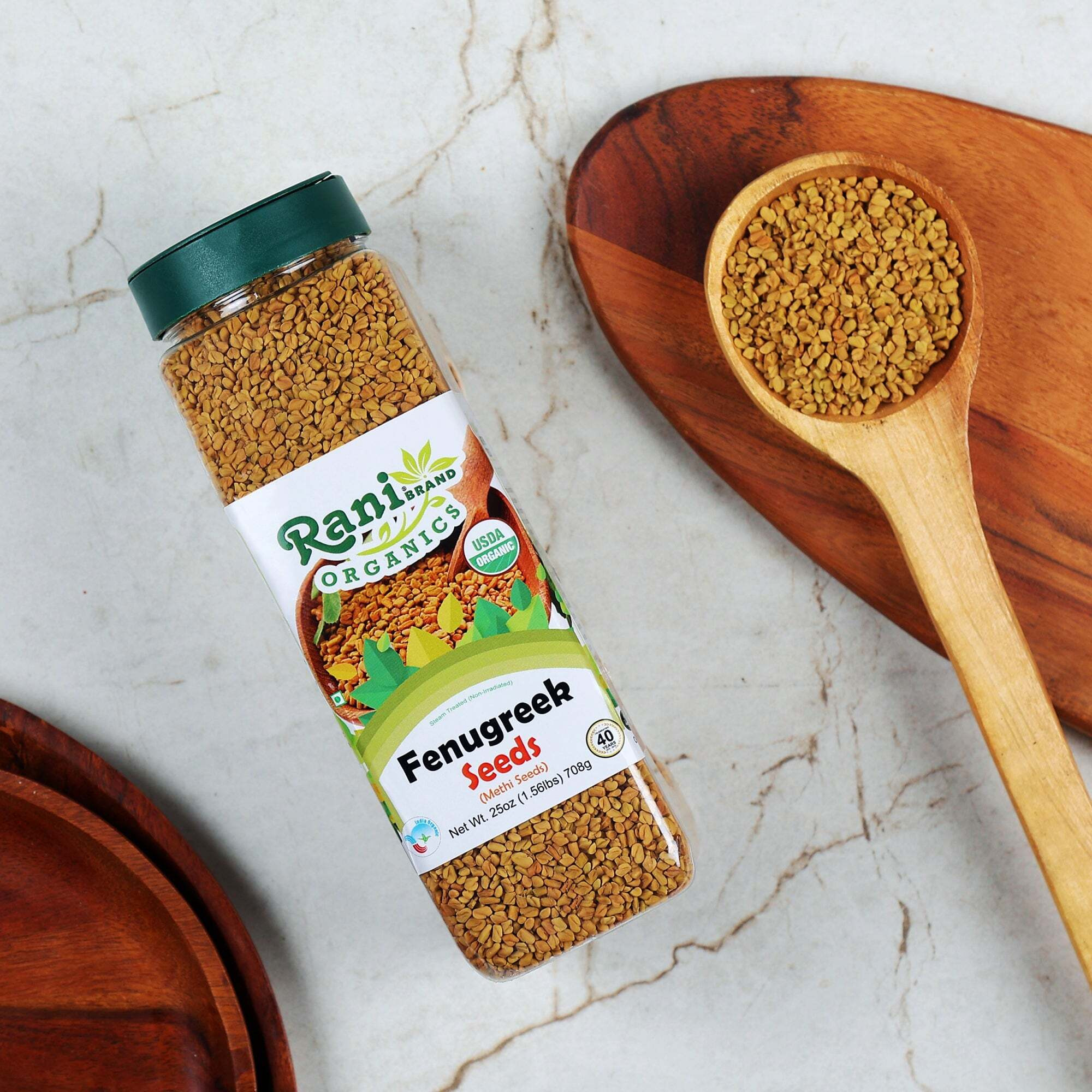 Rani Organic Fenugreek (Methi) Seeds Whole 25oz (1.56lbs) 708g PET Jar, Trigonella Foenum Graecum ~ All Natural, Vegan, Gluten Friendly, NON-GMO, Indian Origin, USDA Certified Organic