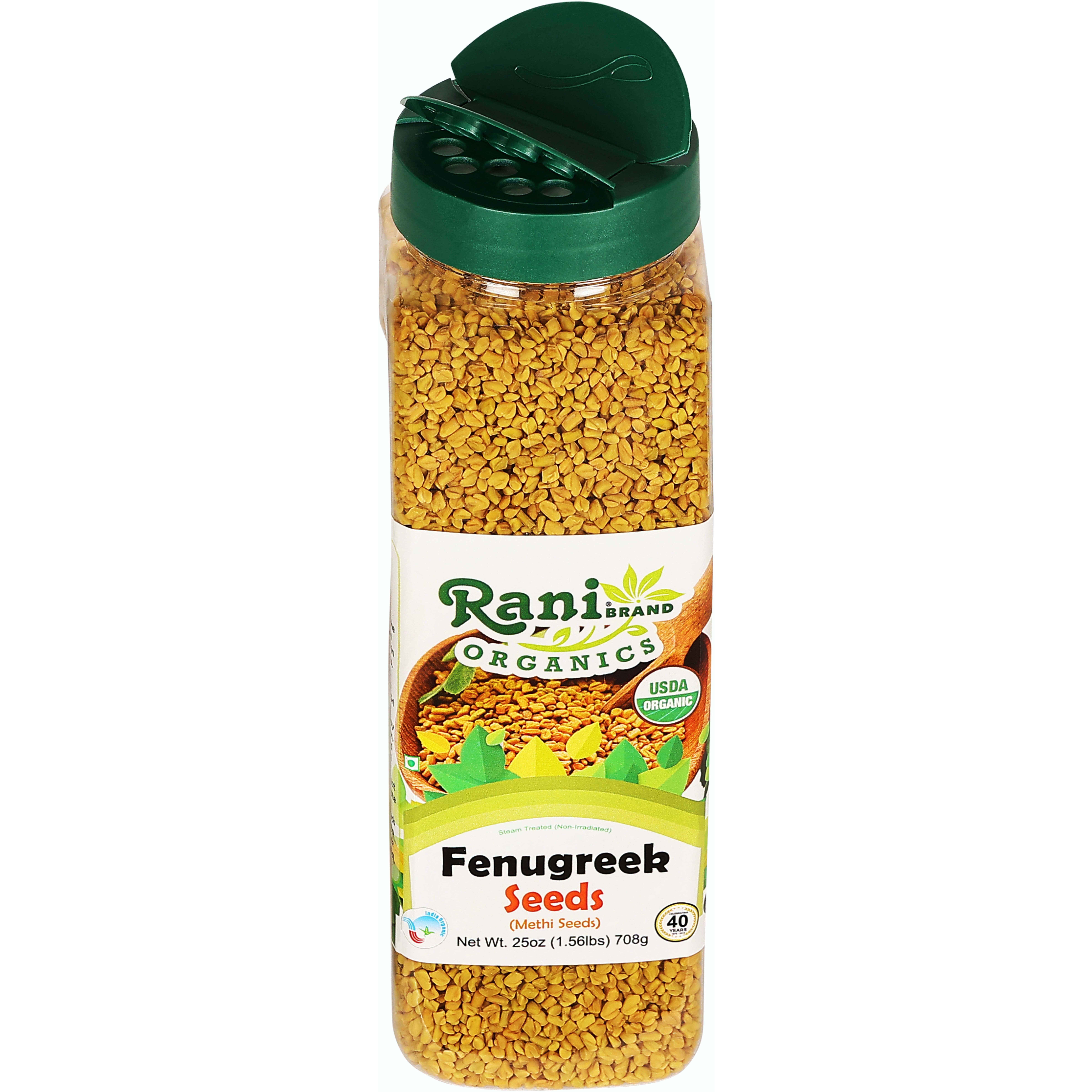 Rani Organic Fenugreek (Methi) Seeds Whole 25oz (1.56lbs) 708g PET Jar, Trigonella Foenum Graecum ~ All Natural, Vegan, Gluten Friendly, NON-GMO, Indian Origin, USDA Certified Organic