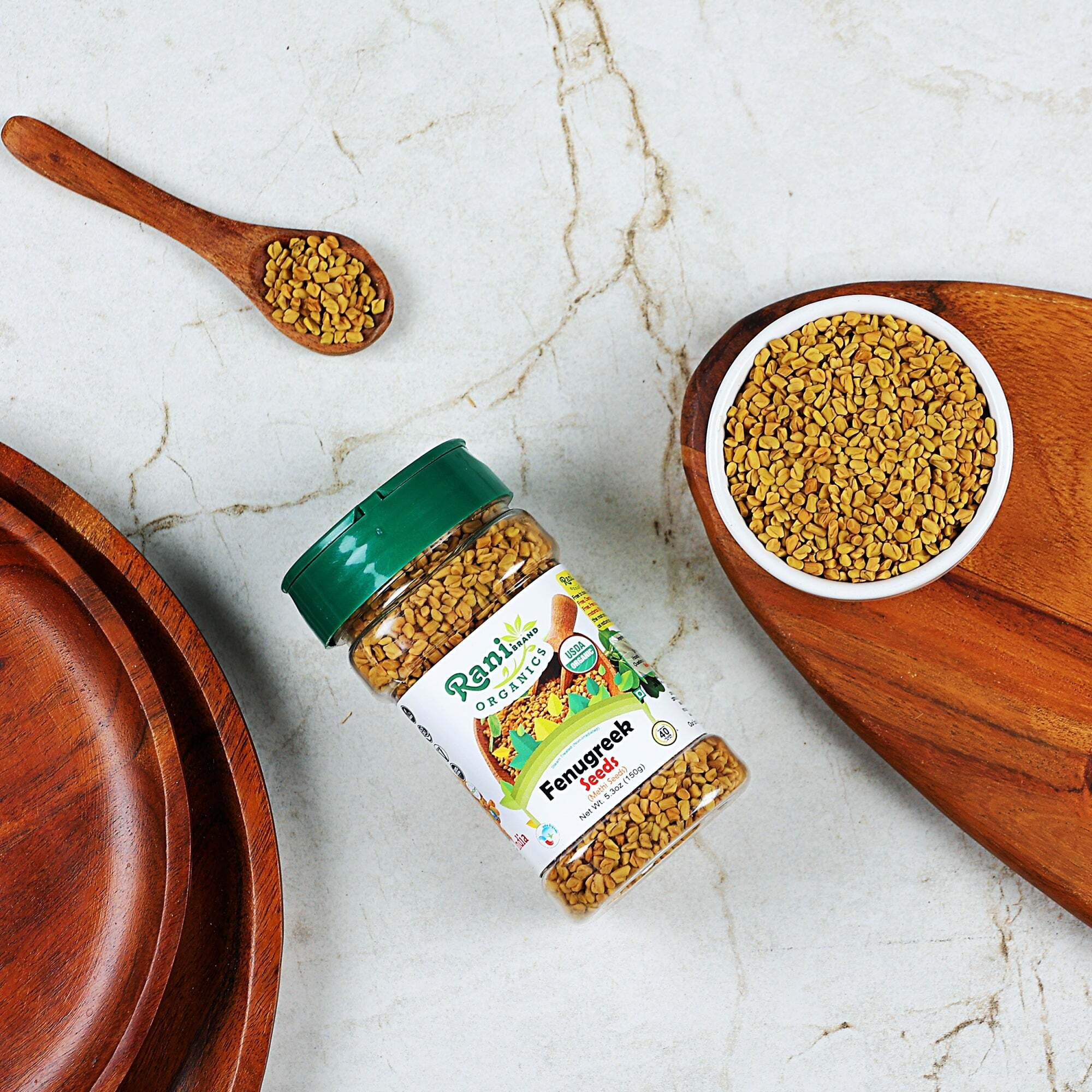 Rani Organic Fenugreek (Methi) Seeds Whole 5.29oz (150g) PET Jar, Trigonella Foenum Graecum ~ All Natural, Vegan, Gluten Friendly, NON-GMO, Indian Origin, USDA Certified Organic
