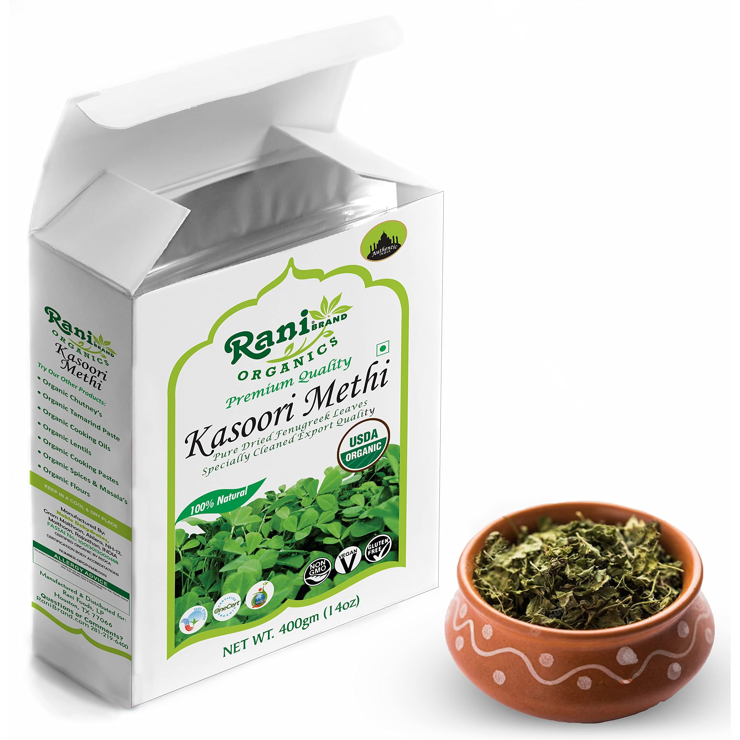 Rani Organic Fenugreek Leaves Dried (Kasoori Methi) 14oz (400g) ~ All Natural, Vegan, Gluten Friendly, NON-GMO, Indian Origin, USDA Certified Organic