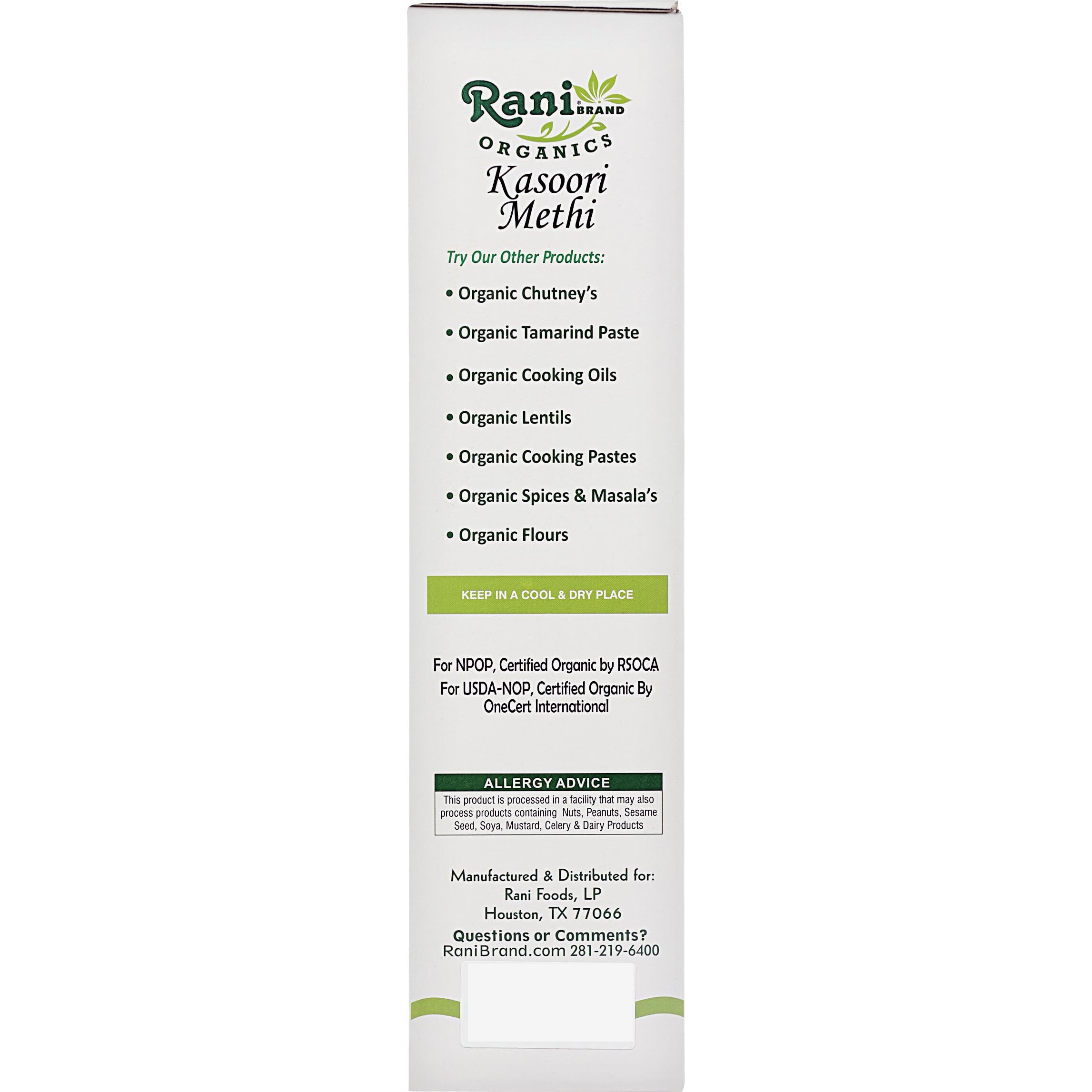 Rani Organic Fenugreek Leaves Dried (Kasoori Methi) 14oz (400g) ~ All Natural, Vegan, Gluten Friendly, NON-GMO, Indian Origin, USDA Certified Organic