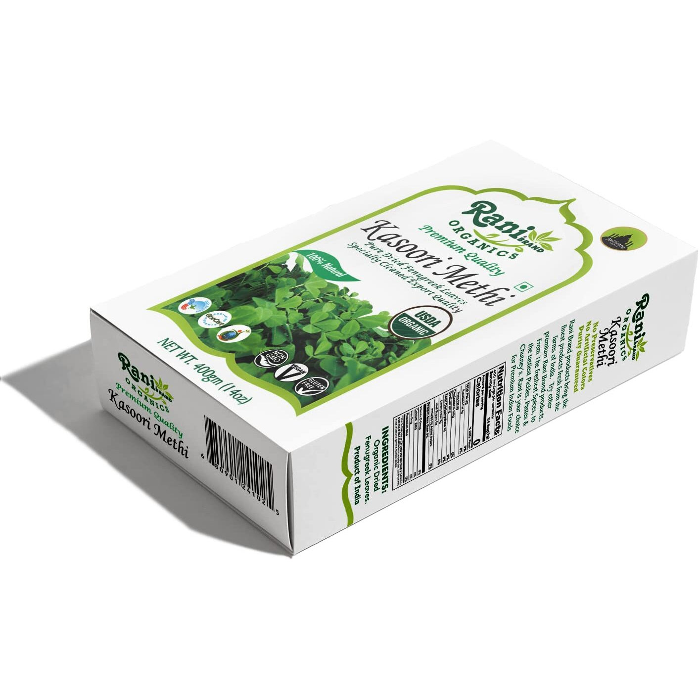Rani Organic Fenugreek Leaves Dried (Kasoori Methi) 14oz (400g) ~ All Natural, Vegan, Gluten Friendly, NON-GMO, Indian Origin, USDA Certified Organic