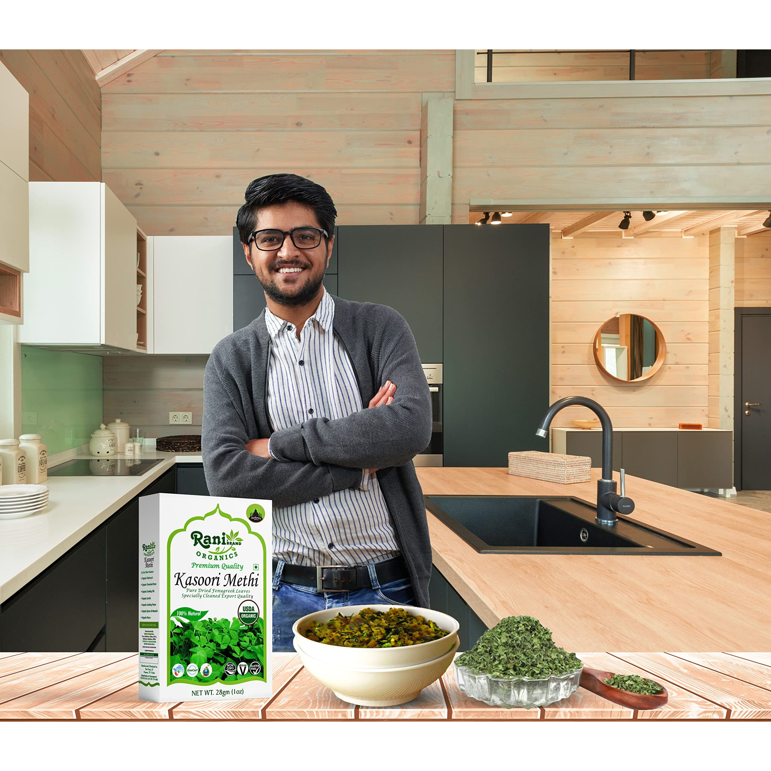 Rani Organic Fenugreek Leaves Dried (Kasoori Methi) 1oz (28g) ~ All Natural, Vegan, Gluten Friendly, NON-GMO, Indian Origin, USDA Certified Organic