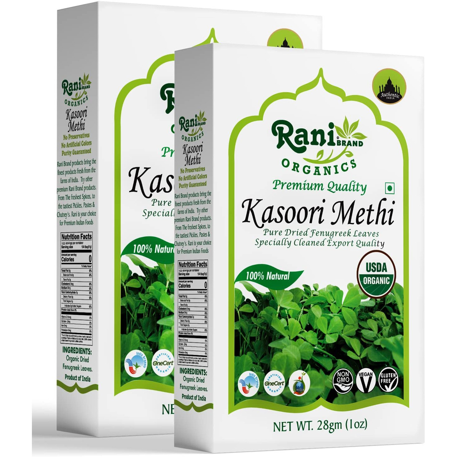Rani Organic Fenugreek Leaves Dried (Kasoori Methi) 1oz (28g) ~ All Natural, Vegan, Gluten Friendly, NON-GMO, Indian Origin, USDA Certified Organic