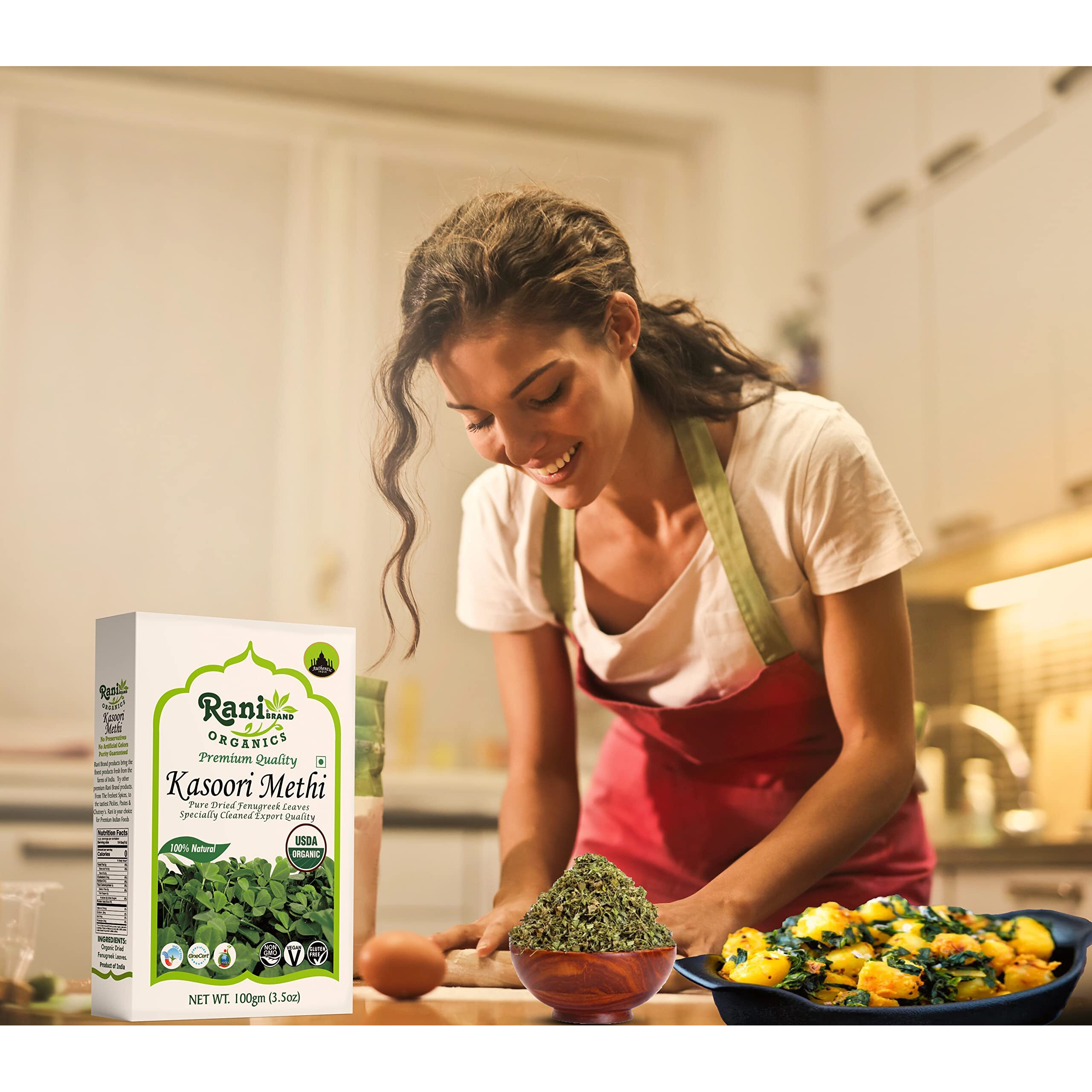 Rani Organic Fenugreek Leaves Dried (Kasoori Methi) 3.5oz (100g) ~ All Natural, Vegan, Gluten Friendly, NON-GMO, Indian Origin, USDA Certified Organic