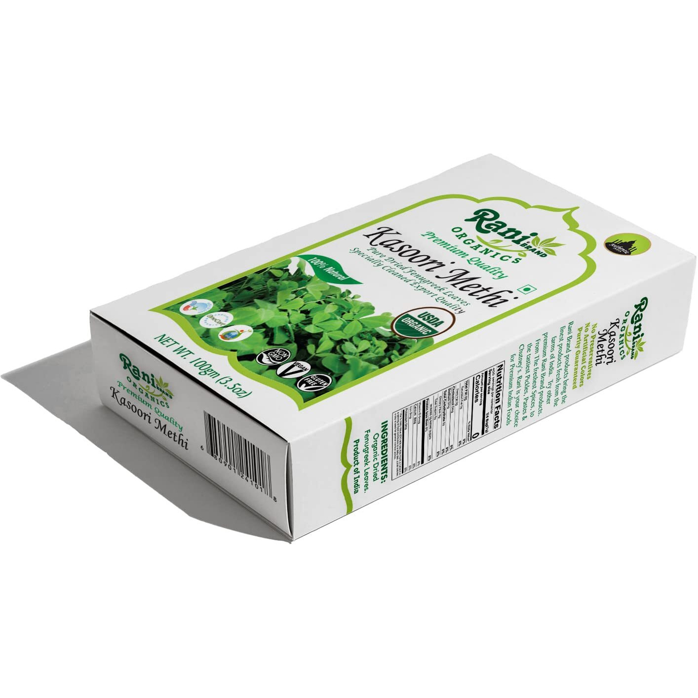 Rani Organic Fenugreek Leaves Dried (Kasoori Methi) 3.5oz (100g) ~ All Natural, Vegan, Gluten Friendly, NON-GMO, Indian Origin, USDA Certified Organic