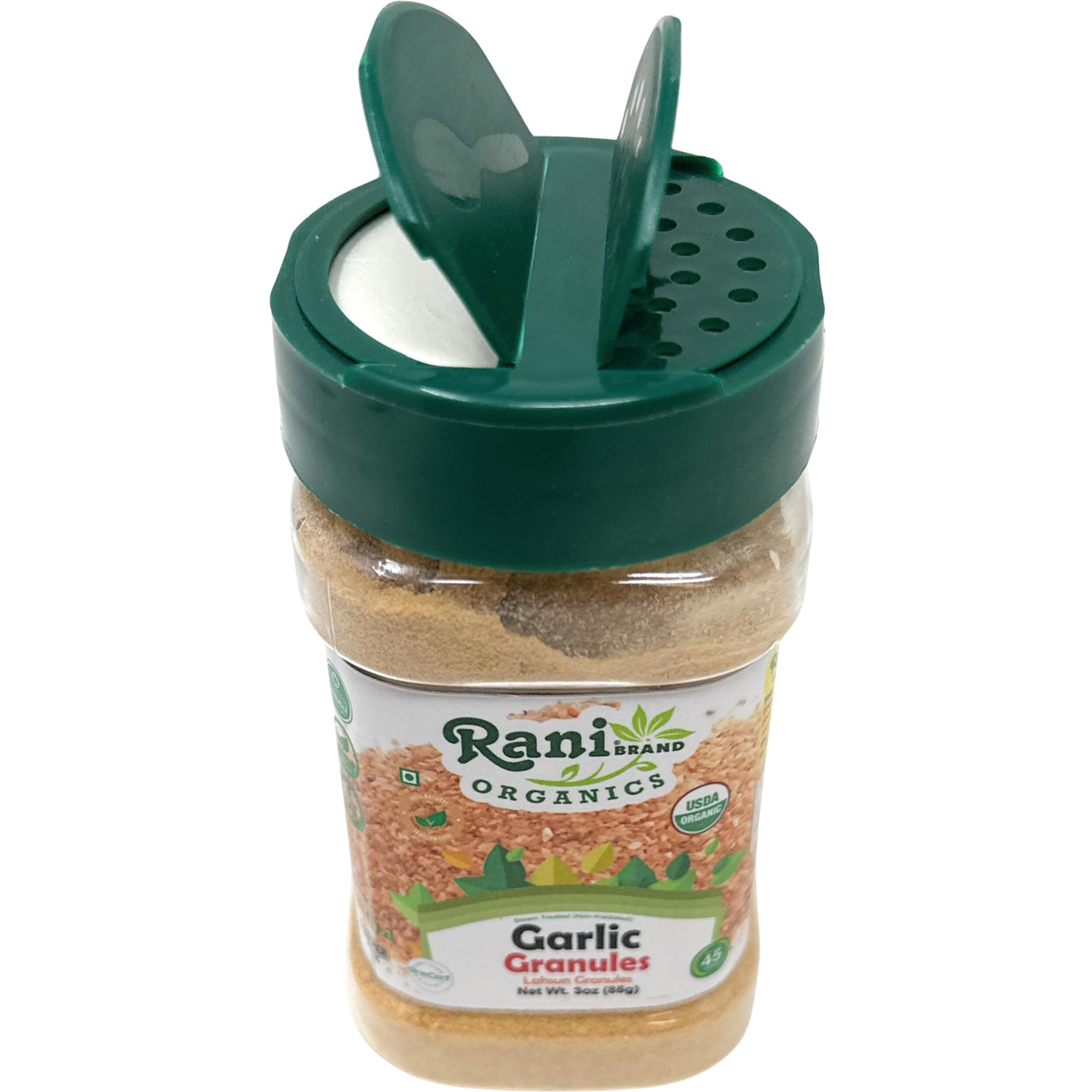 Rani Organic Granulated Garlic (Lahsun Granules) 3oz (85g) PET Jar ~ All Natural, Gluten Friendly, Vegan, NON-GMO, Kosher, No Salt or fillers, Indian Origin, USDA Certified Organic