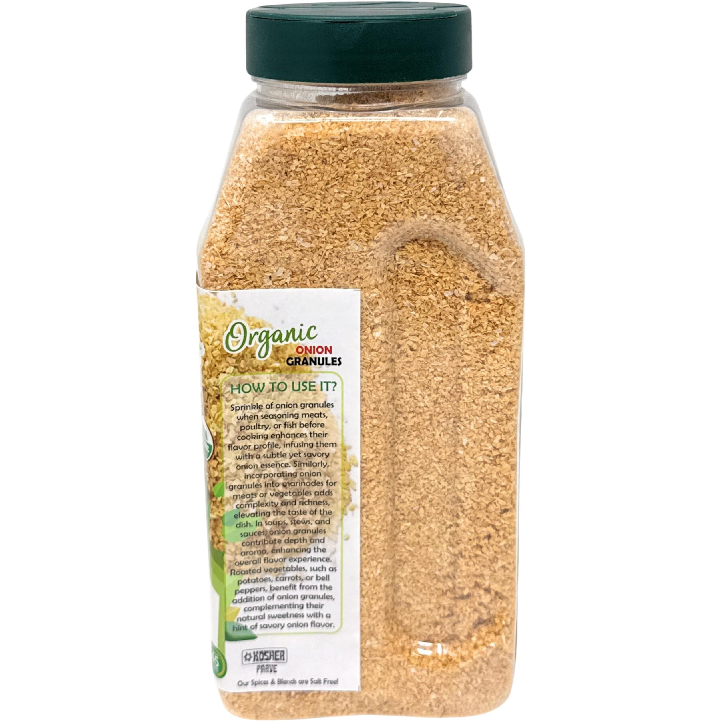 Rani Organic Granulated Onion (Pyaaz Granules) 16oz (1lb) 454g PET Jar ~ All Natural, Gluten Friendly, Vegan, NON-GMO, Kosher, No Salt or fillers, Indian Origin, USDA Certified Organic
