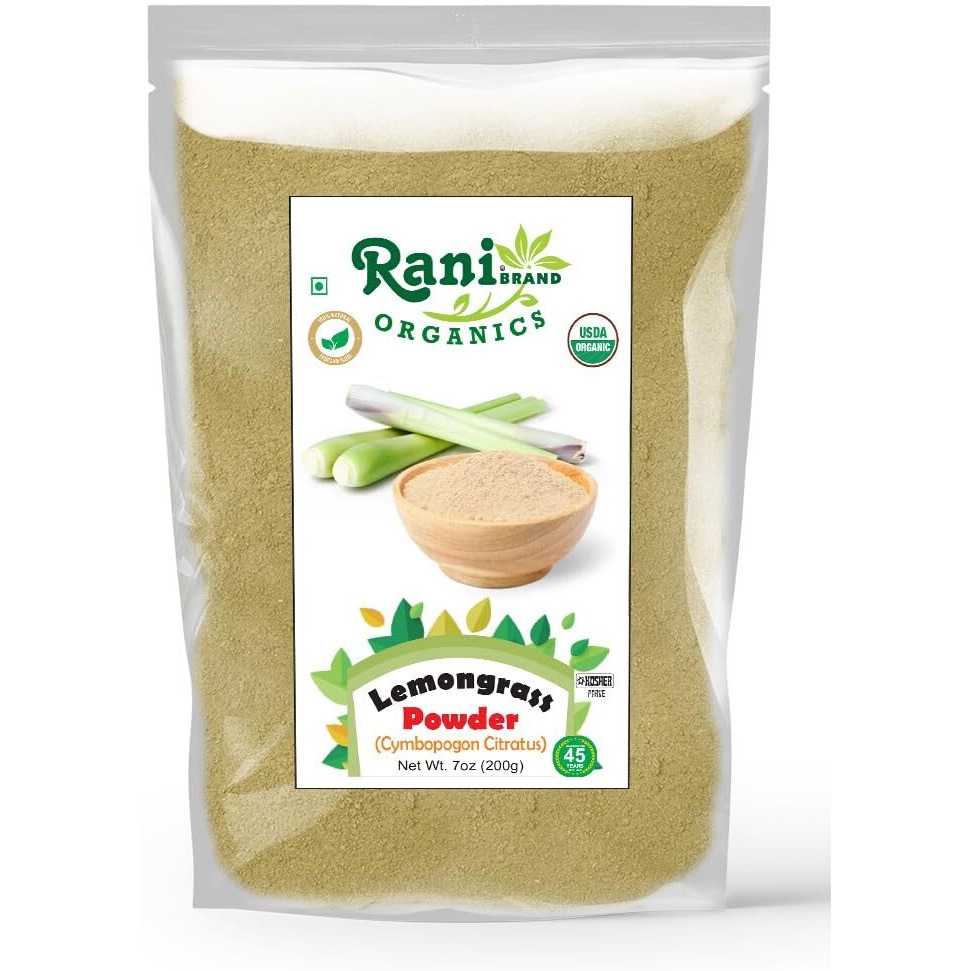 Rani Organic Lemongrass Powder (Cymbopogon Citratus) 7oz (200g) ~ All Natural, No Color, Gluten Friendly, Vegan, Non-GMO, Kosher, No Salt or fillers, Indian Origin, USDA Organic Certified