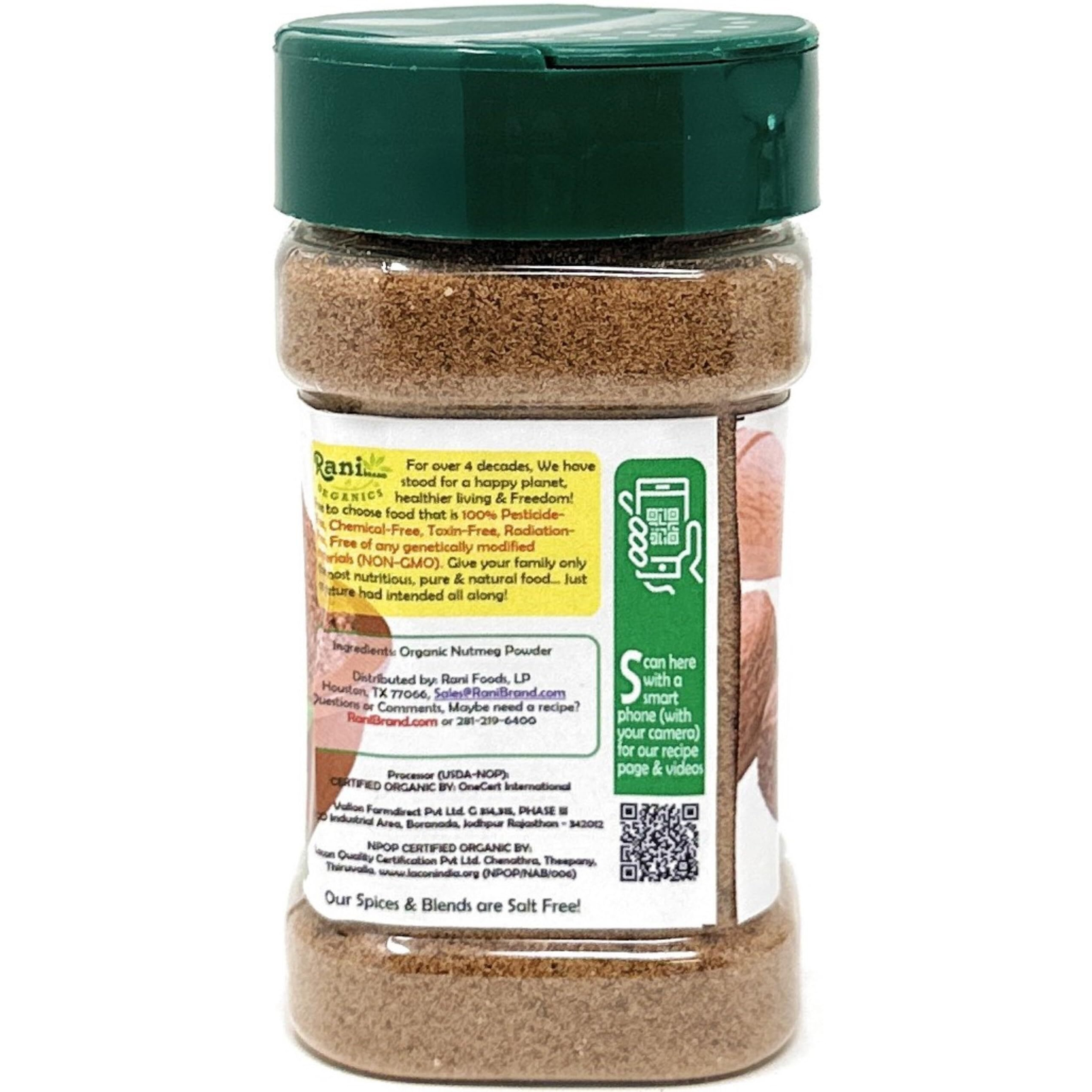 Rani Organic Nutmeg (Jaiphul) Ground Powder Spice 3oz (85g) PET Jar ~ All Natural, Vegan, Gluten Friendly, NON-GMO, Kosher, Indian Origin, USDA Certified Organic