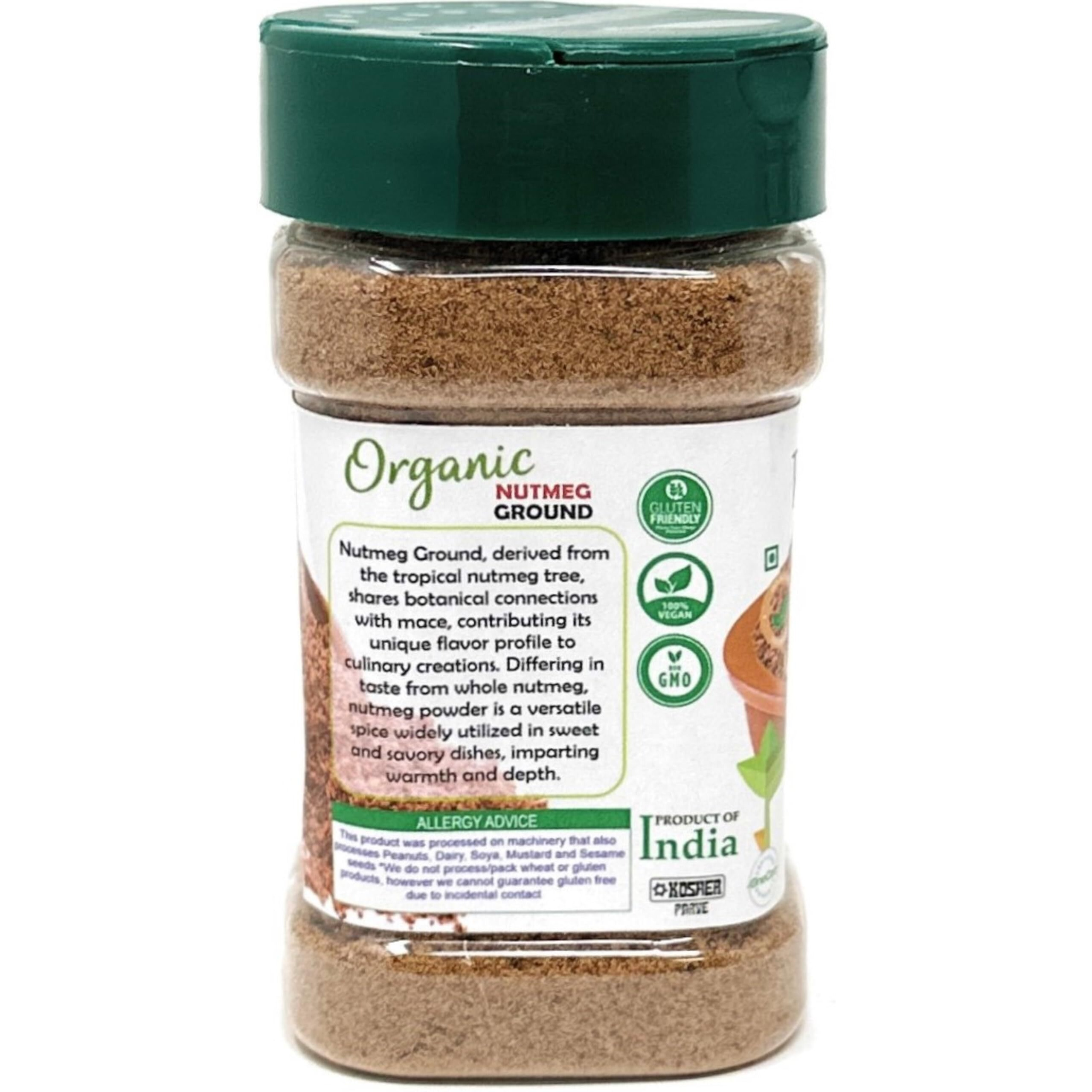 Rani Organic Nutmeg (Jaiphul) Ground Powder Spice 3oz (85g) PET Jar ~ All Natural, Vegan, Gluten Friendly, NON-GMO, Kosher, Indian Origin, USDA Certified Organic