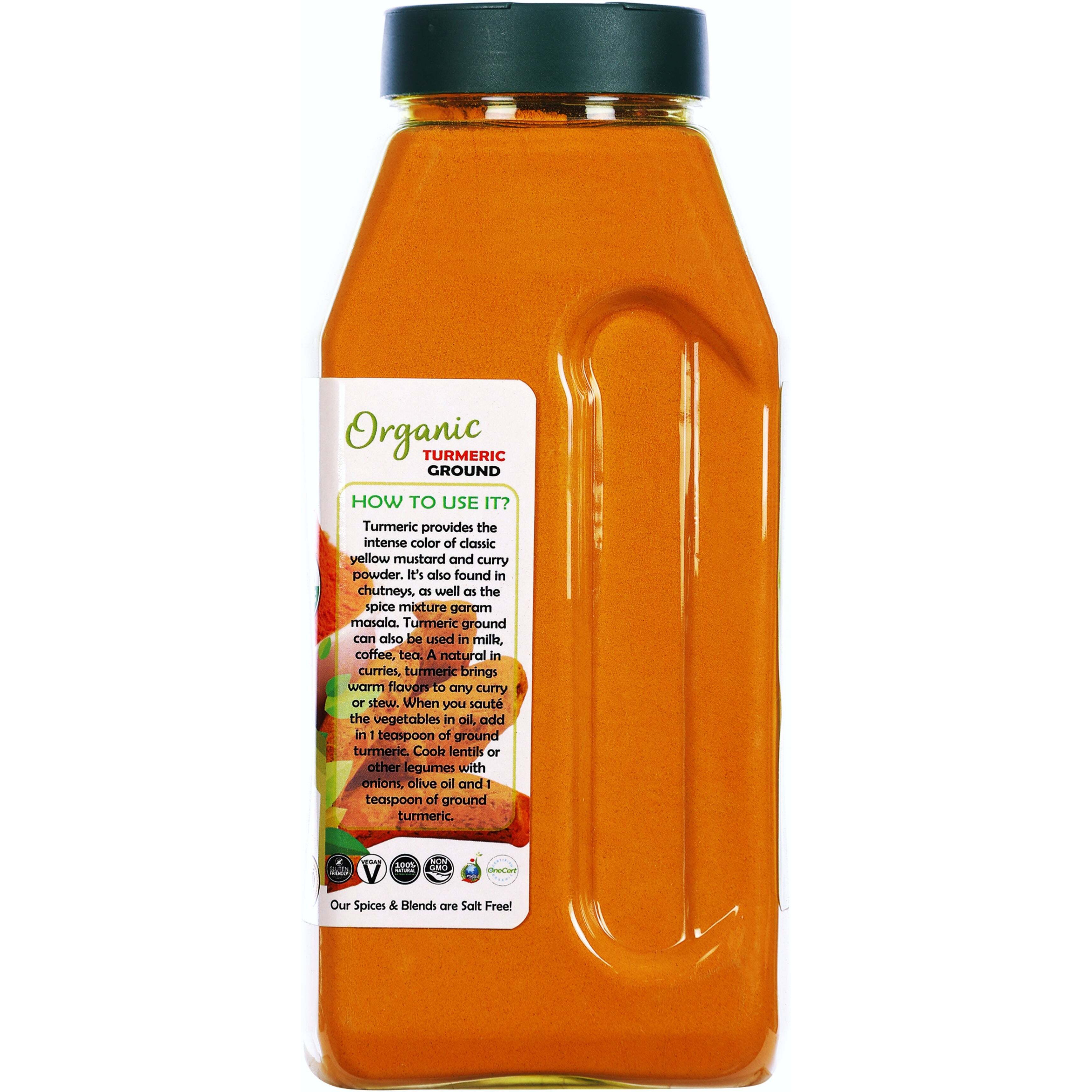 Rani Organic Turmeric (Haldi) Root Powder Spice, (High Curcumin Content) 16oz (1lb) 454g PET Jar ~ All Natural, Vegan, Gluten Friendly, NON-GMO, Indian Origin, USDA Certified Organic