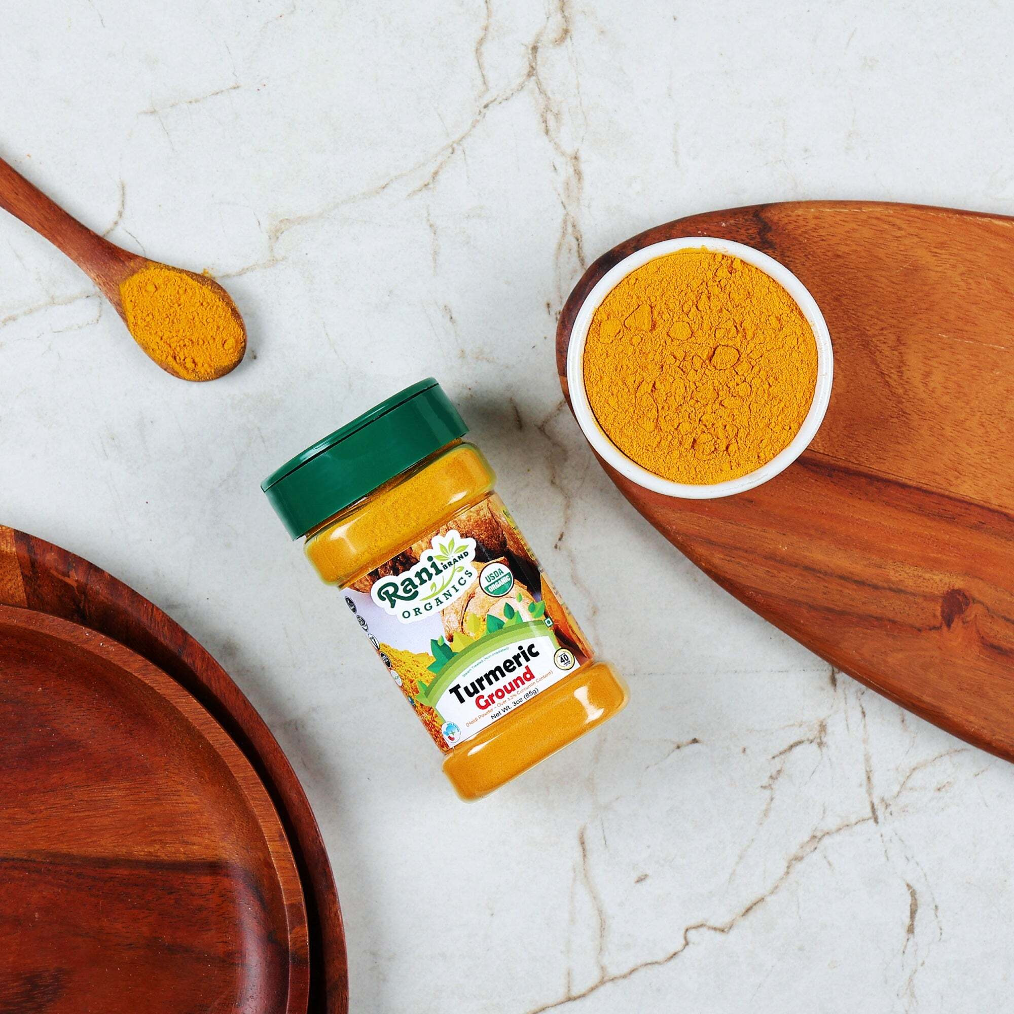 Rani Organic Turmeric (Haldi) Root Powder Spice, (High Curcumin Content) 3oz (85g) PET Jar ~ All Natural, Vegan, Gluten Friendly, NON-GMO, Indian Origin, USDA Certified Organic