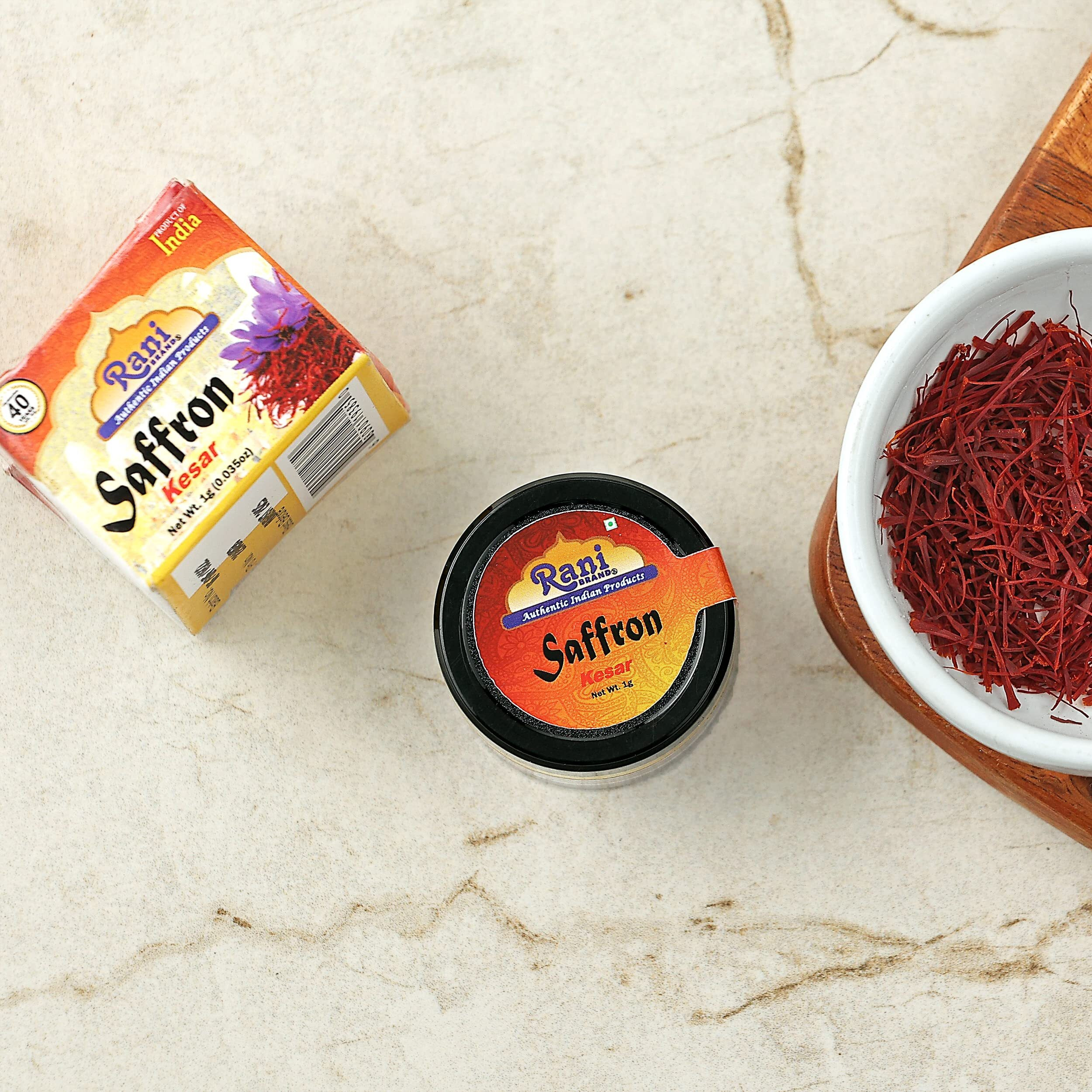 Rani Pure Saffron (Kesar) from India, Fragrant & Full Flavor, Great for Cooking, Tea & Medicinal, Grade A all red threads, 1gm (0.035oz) PET Jar ~ All Natural, Vegan| Gluten Friendly, NON-GMO