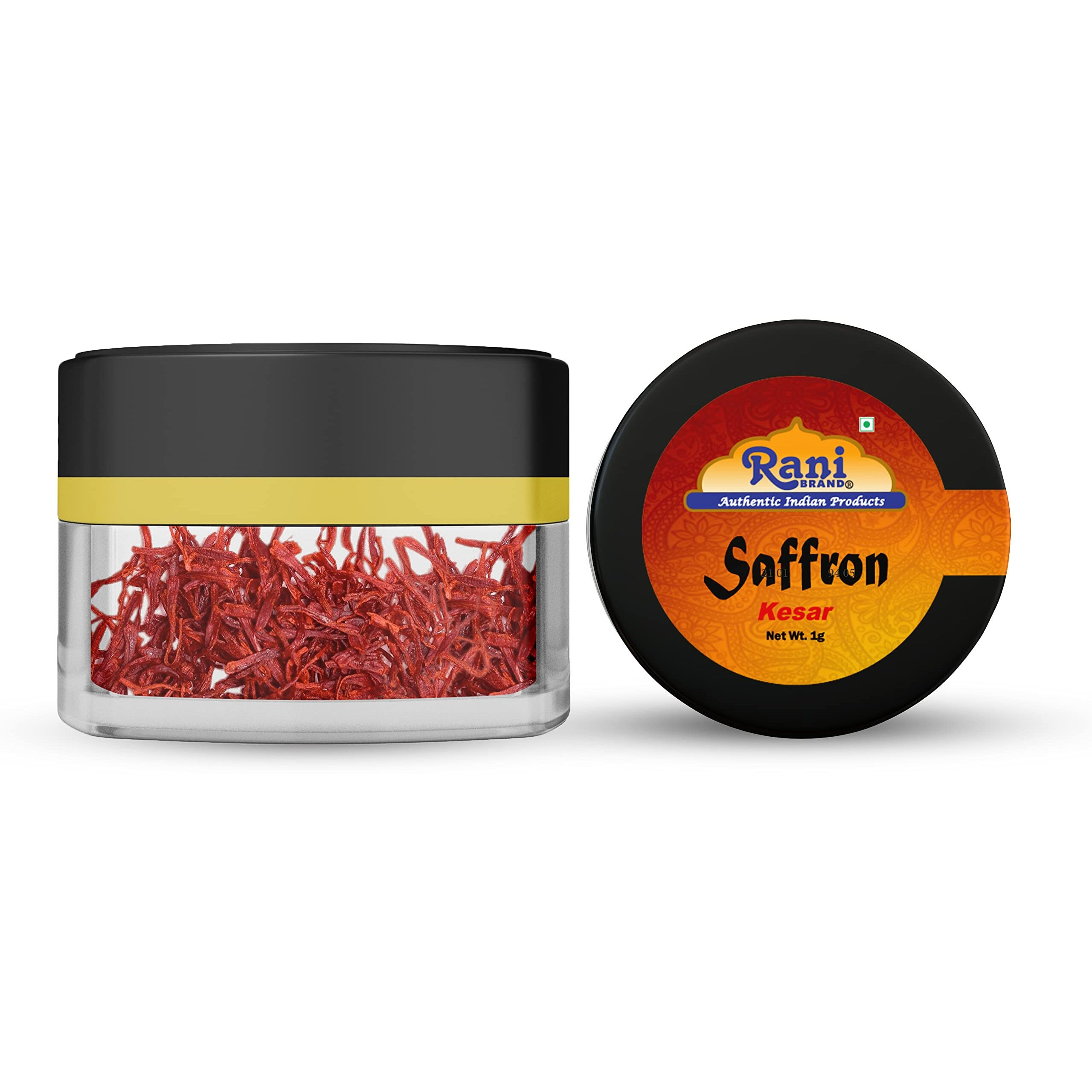 Rani Pure Saffron (Kesar) from India, Fragrant & Full Flavor, Great for Cooking, Tea & Medicinal, Grade A all red threads, 1gm (0.035oz) PET Jar ~ All Natural, Vegan| Gluten Friendly, NON-GMO
