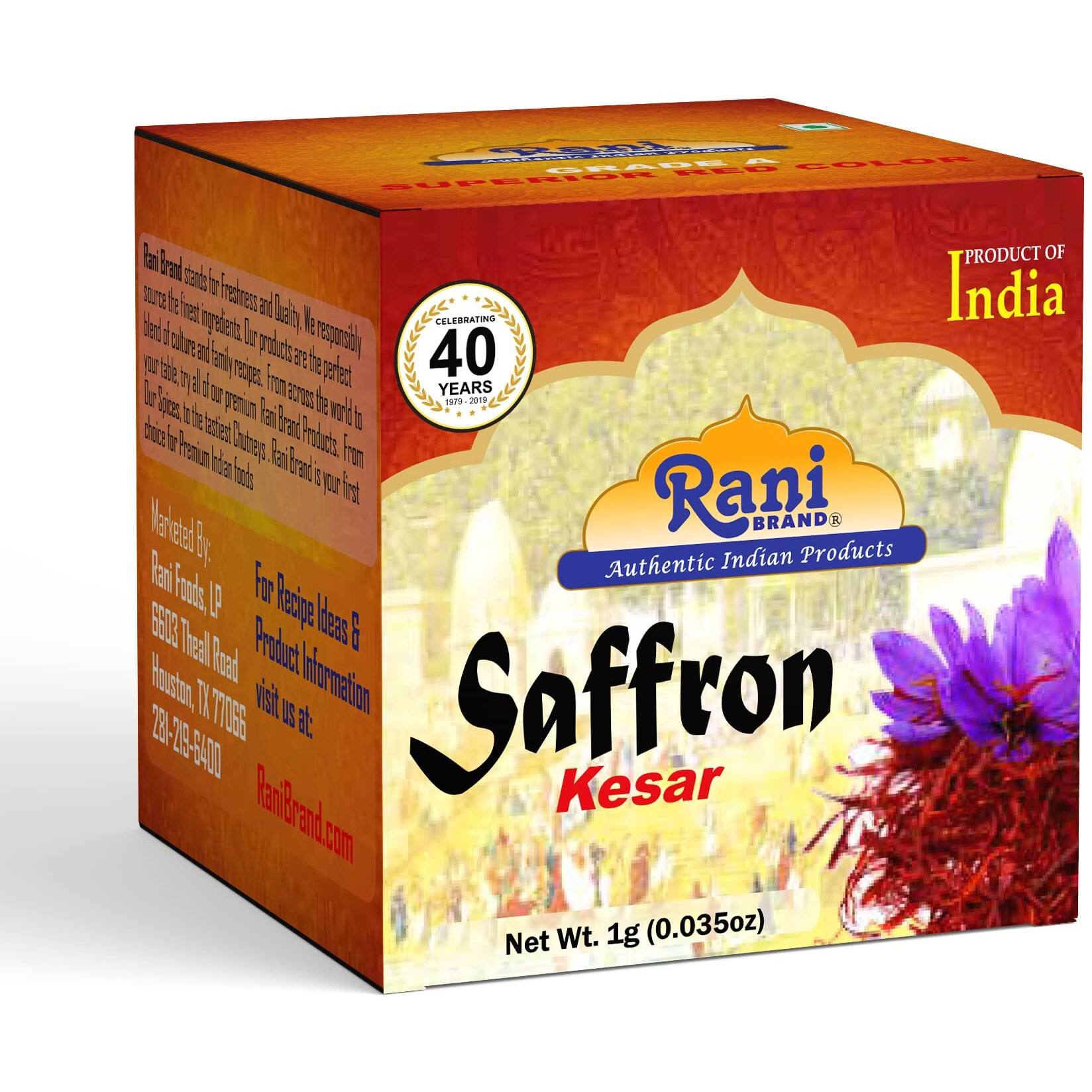 Rani Pure Saffron (Kesar) from India, Fragrant & Full Flavor, Great for Cooking, Tea & Medicinal, Grade A all red threads, 1gm (0.035oz) PET Jar ~ All Natural, Vegan| Gluten Friendly, NON-GMO