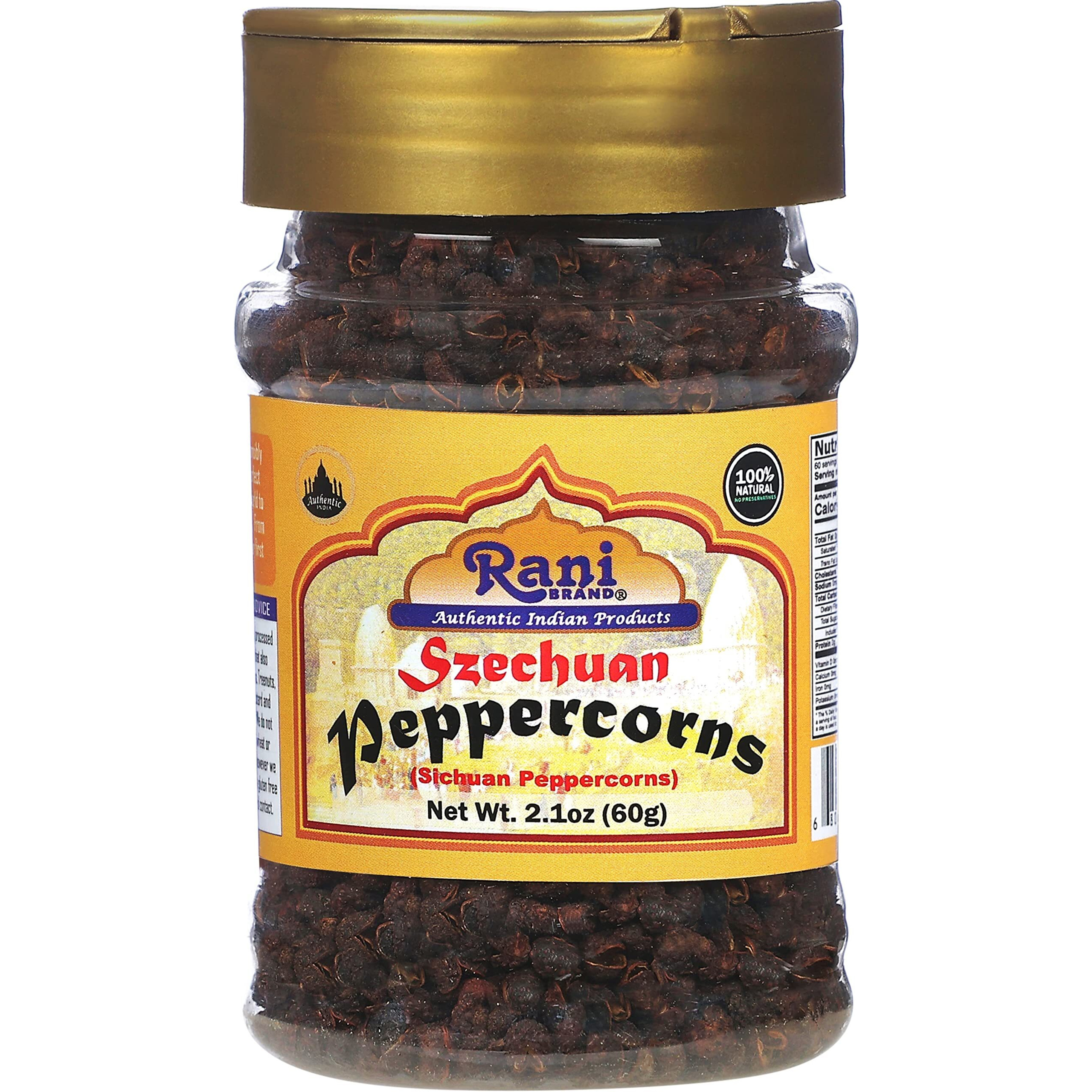 Rani Szechuan Peppercorns (Sichuan Peppercorns) 2.1oz (60g) PET Jar ~ All Natural, Gluten Friendly, Non-GMO, Perfect size for Grinders (Size 2.1oz (60g))