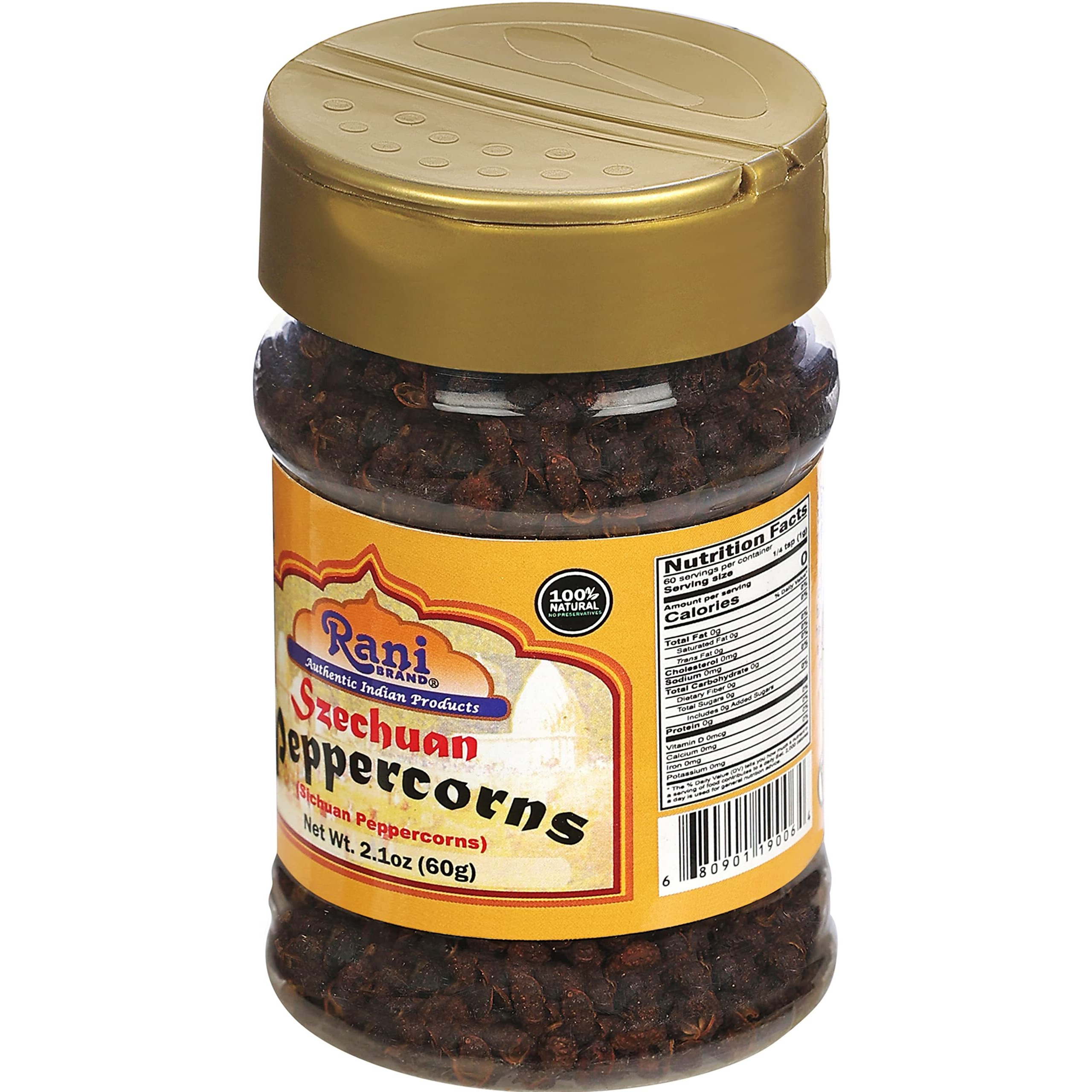 Rani Szechuan Peppercorns (Sichuan Peppercorns) 2.1oz (60g) PET Jar ~ All Natural, Gluten Friendly, Non-GMO, Perfect size for Grinders (Size 2.1oz (60g))