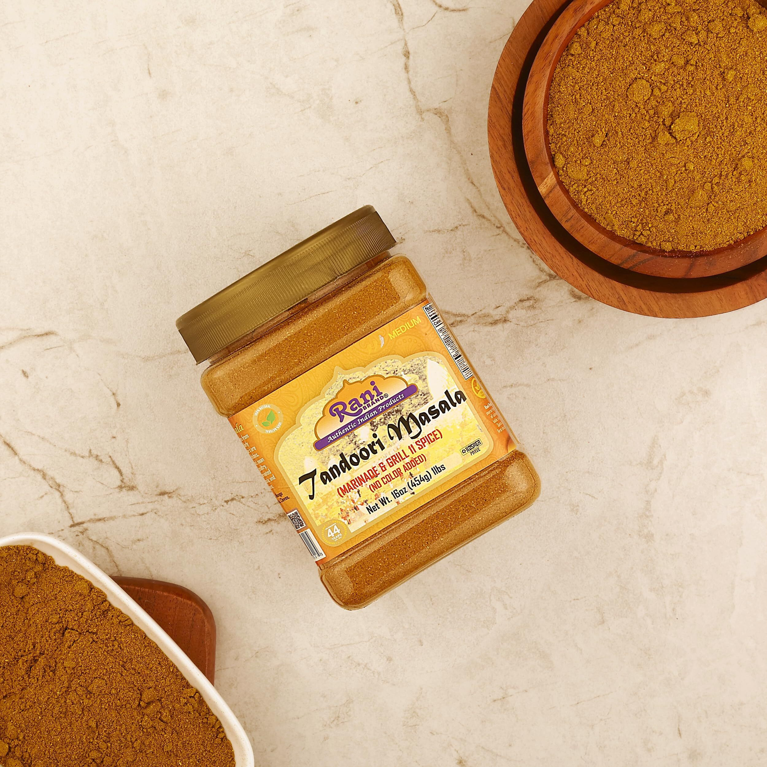 Rani Tandoori Masala (Natural, No Colors Added) Indian 11-Spice Blend 16oz (1lb) 454g PET Jar ~ Salt Free, Vegan, Gluten Friendly, NON-GMO, Indian Origin (Size 16oz (1lb) 454g)