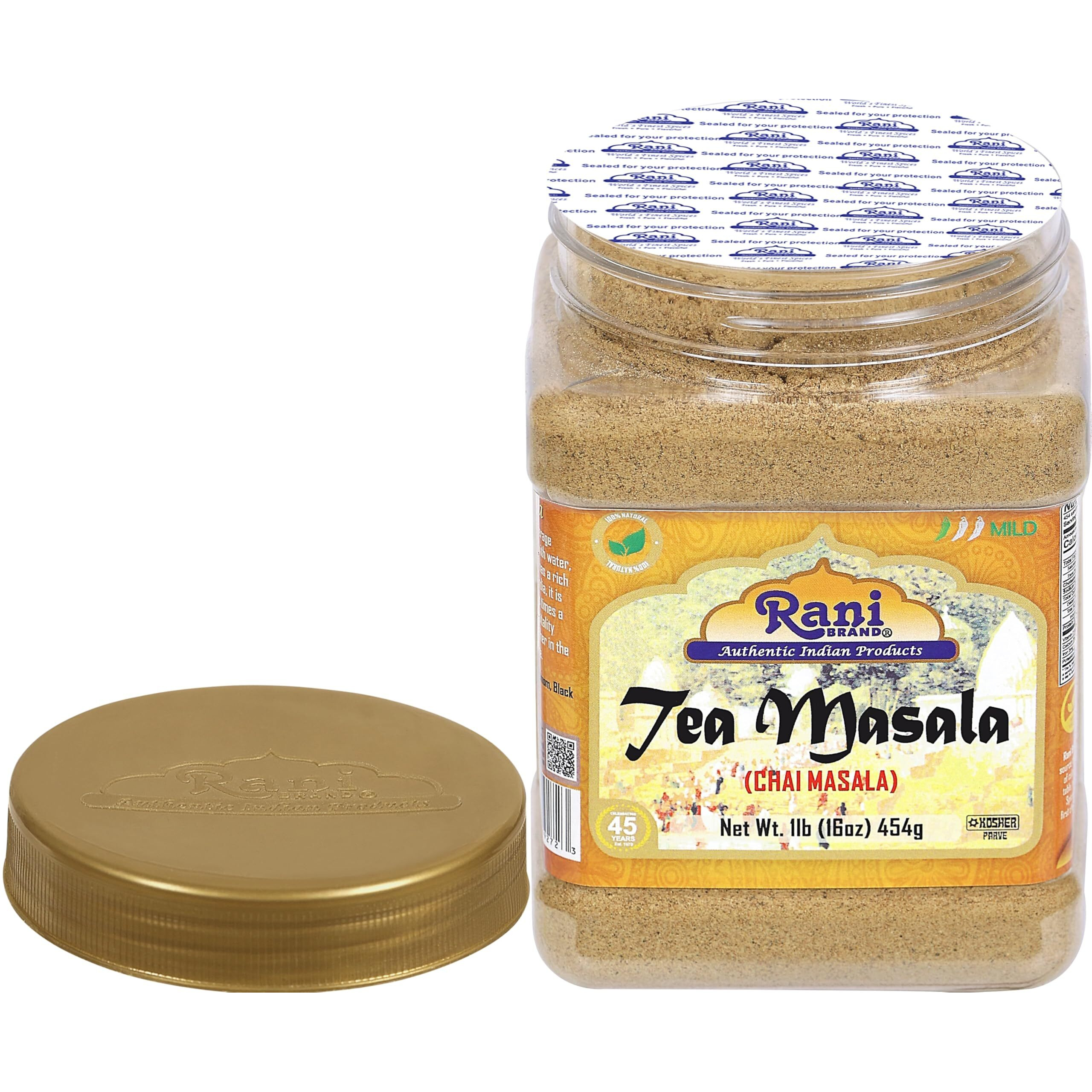 Rani Tea (Chai) Masala Indian Spice Blend 16oz (1lb) 454g Bulk PET Jar ~ All Natural, Vegan, Gluten Friendly, Salt & Sugar Free, NON-GMO, No Colors, Indian Origin (Size 16oz (1lb) 454g)