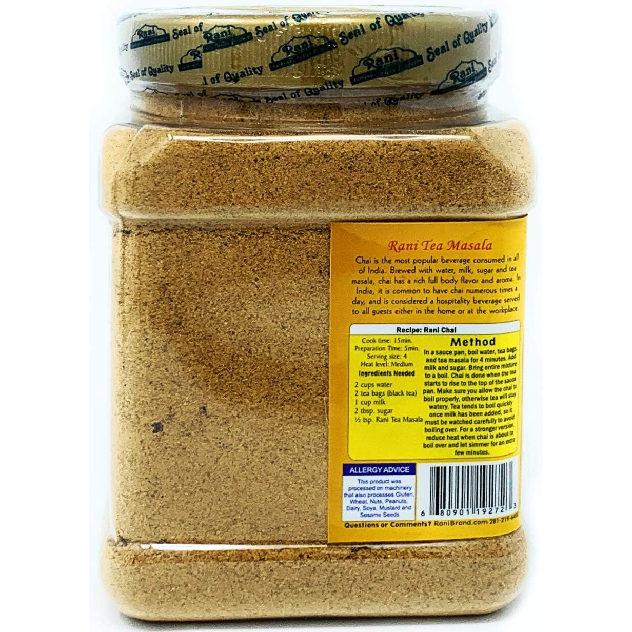 Rani Tea (Chai) Masala Indian Spice Blend 16oz (1lb) 454g Bulk PET Jar, Pack of 6 ~ All Natural, Vegan, Gluten Friendly, Salt & Sugar Free, NON-GMO, No Colors, Indian Origin (Size 16oz (1lb) 454g)