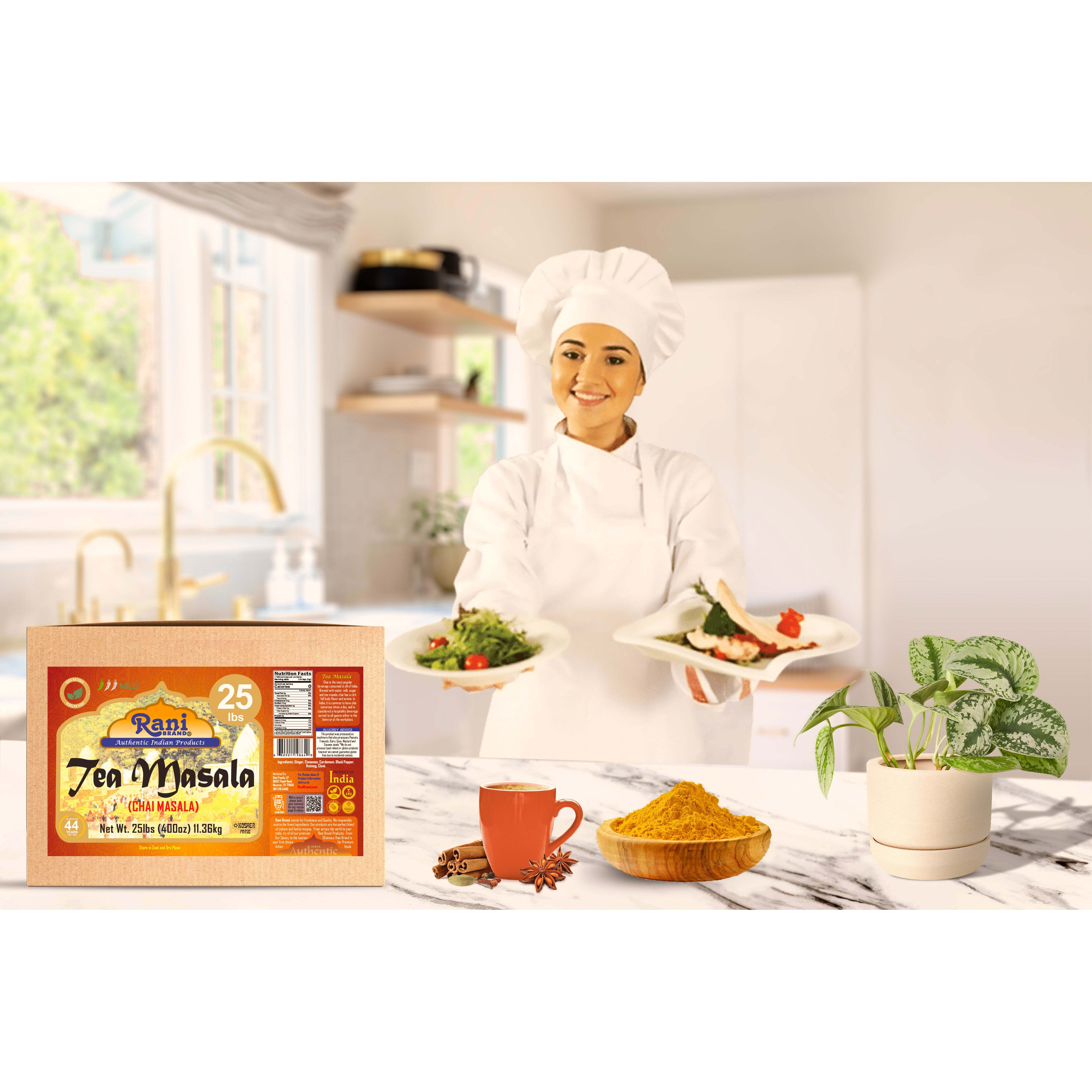 Rani Tea (Chai) Masala Indian Spice Blend 400oz (25lbs) 11.36kg Bulk Box ~ All Natural, Vegan, Gluten Friendly, Salt & Sugar Free, NON-GMO, No Colors, Kosher, Indian Origin (Size 400oz (25lbs) 11.36kg)