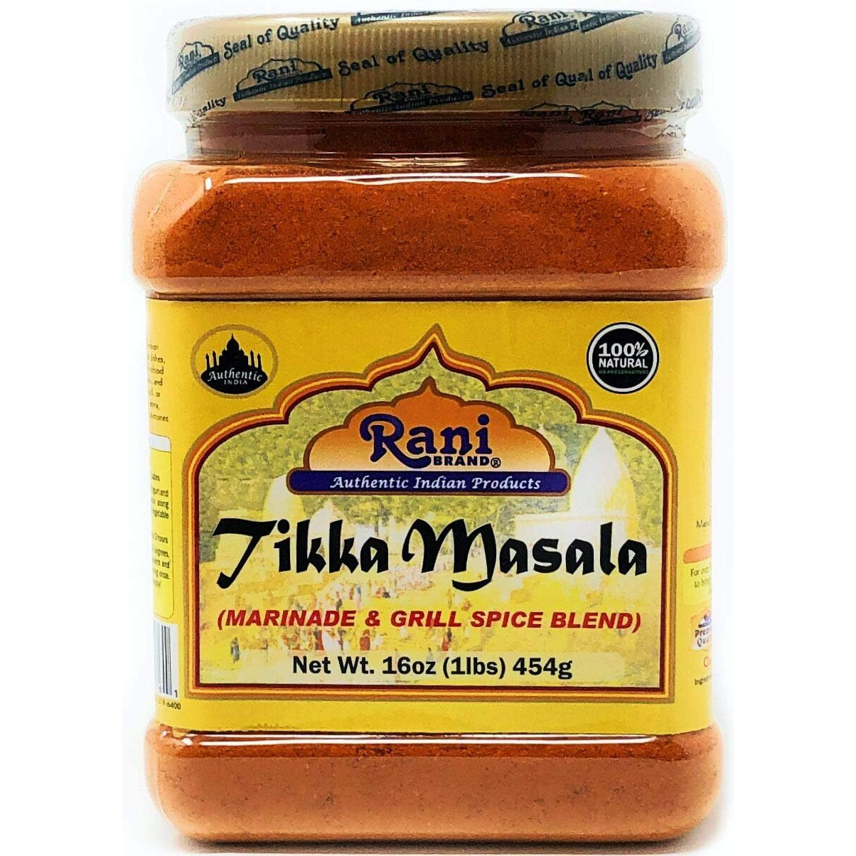 Rani Tikka Masala Indian 7-Spice Blend 16oz (1lb) 454g PET Jar, Pack of 6 ~ All Natural, Salt-Free, Vegan, No Colors, Gluten Friendly, NON-GMO, Indian Origin (Size 16oz (1lb) 454g)
