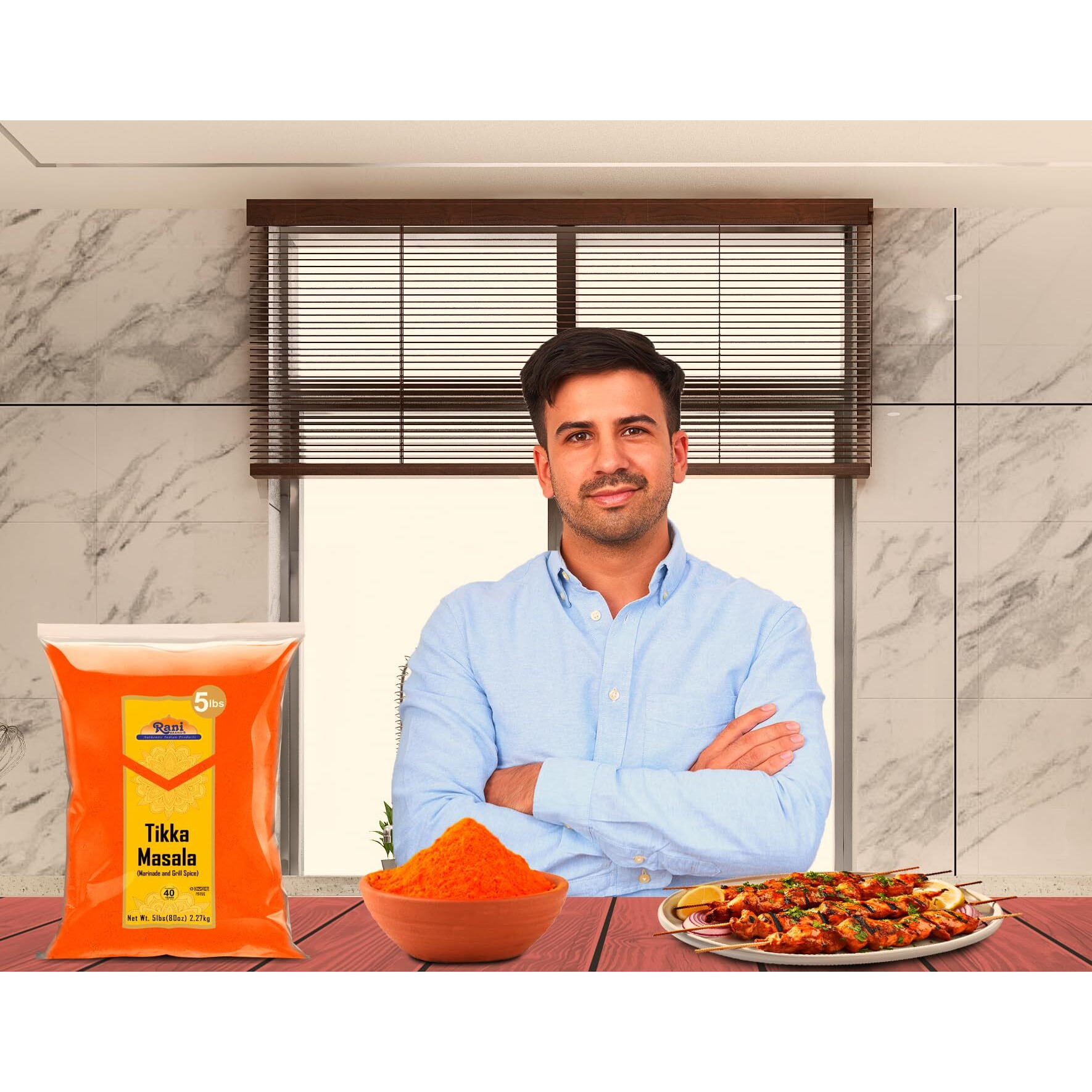 Rani Tikka Masala Indian 7-Spice Blend 80oz (5lbs) 2.27kg Bulk ~ All Natural, Salt-Free, Vegan, No Colors, Gluten Friendly, NON-GMO, Kosher, Indian Origin (Size 80oz (5lbs) 2.27kg)
