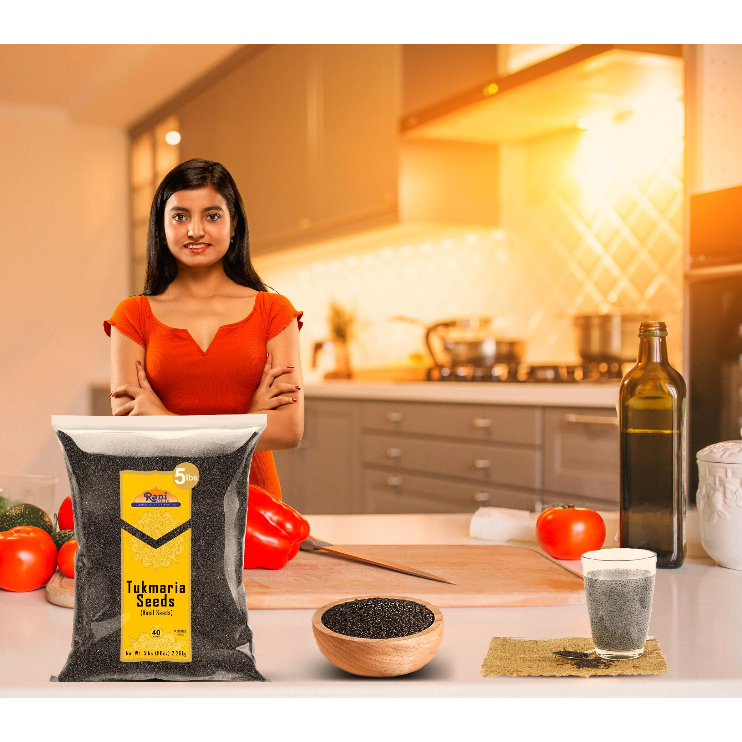 Rani Tukmaria (Holy Basil Seeds) 80oz (5lbs) 2.27kg Used for Falooda / Sabja Dessert, Spice & Ayurveda Herbal ~ All Natural, Gluten Friendly, NON-GMO, Kosher, Vegan, Indian Origin (Size 80oz (5lbs) 2.27kg)