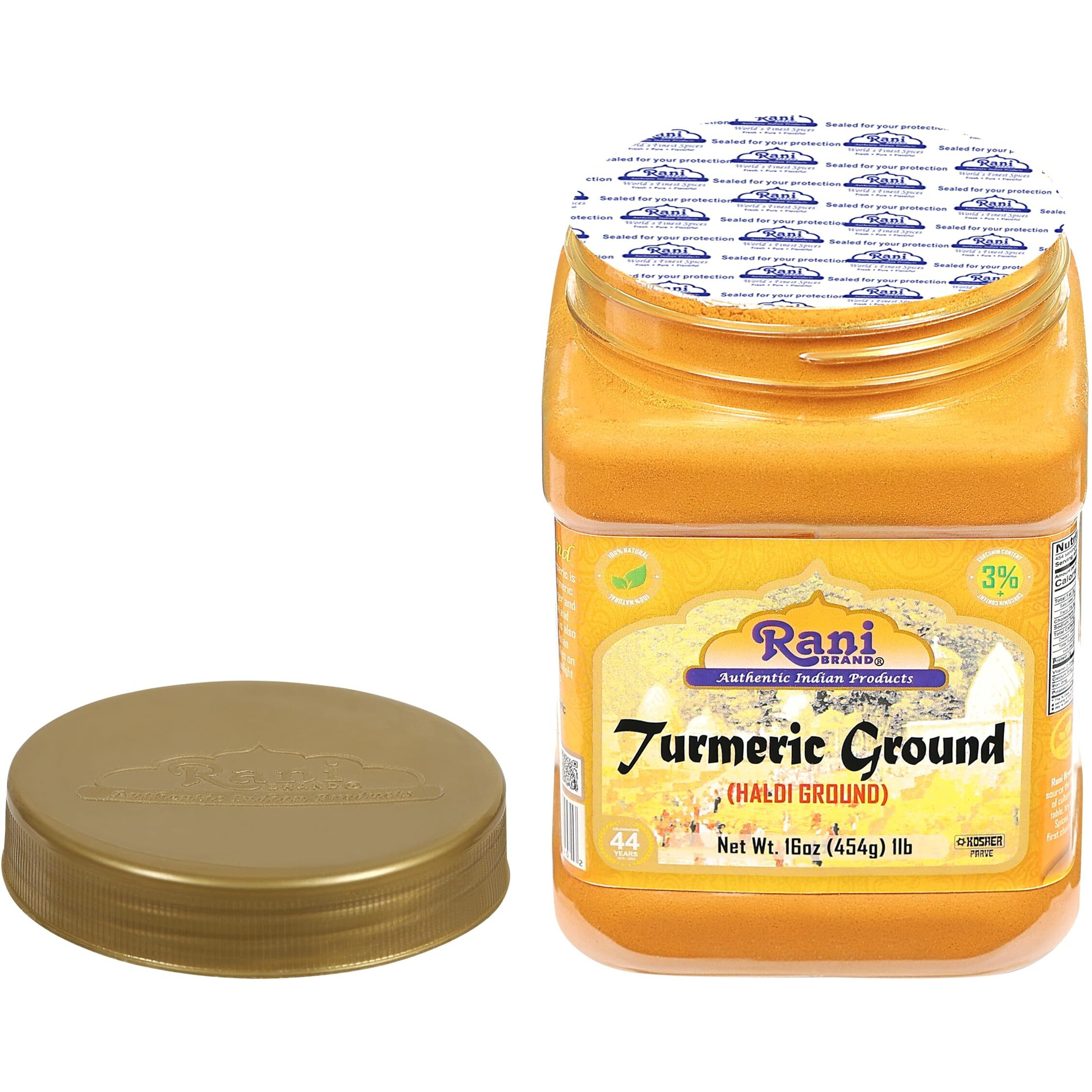 Rani Turmeric (Haldi) Root Powder Spice, (High Curcumin Content) 16oz (1lb) 454g PET Jar, Pack of 6 ~ All Natural, 100% Pure, Salt Free, Vegan, Gluten Friendly, NON-GMO, Indian Origin (Size 16oz (1lb) 454g)