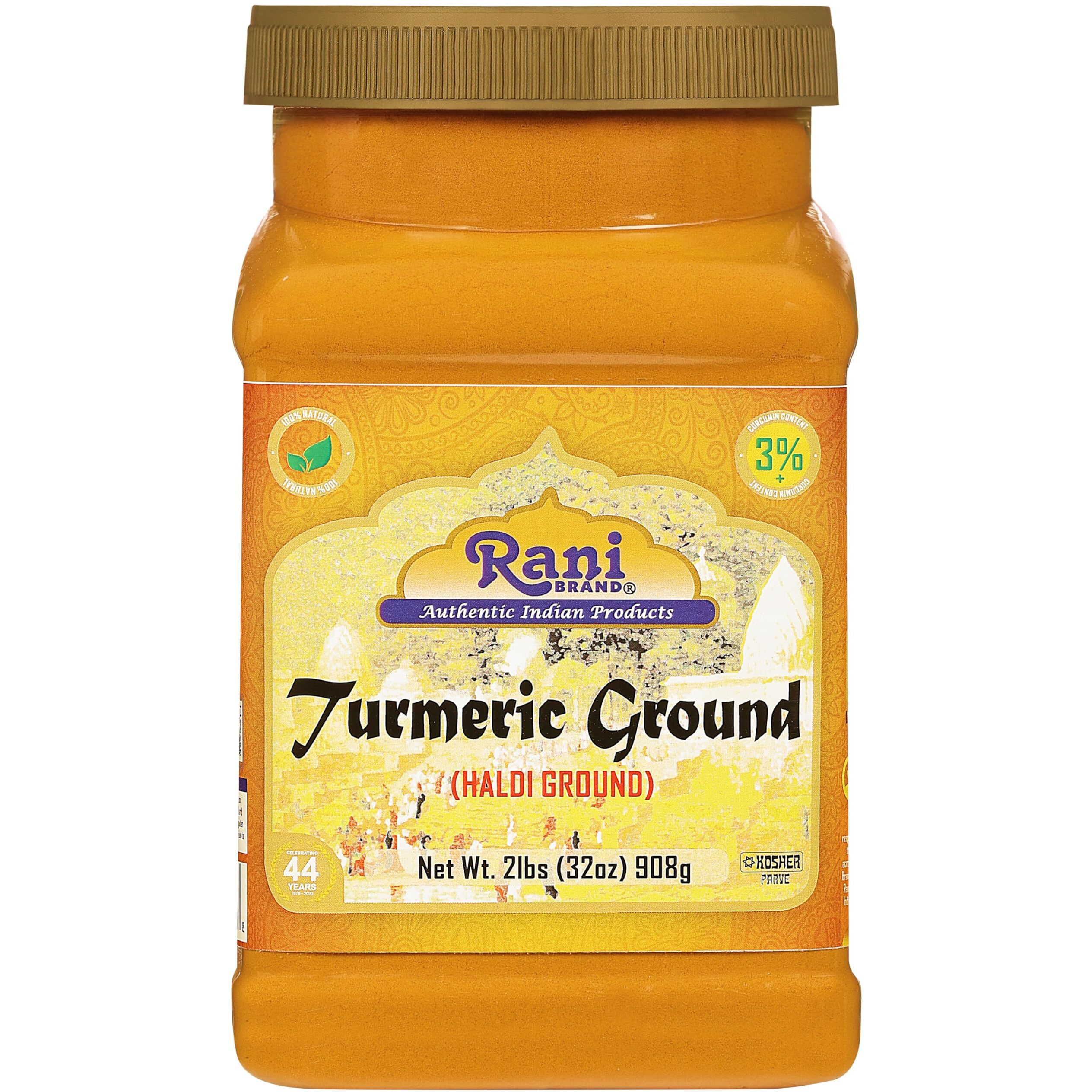 Rani Turmeric (Haldi) Root Powder Spice, (High Curcumin Content) 32oz (2lbs) 908g Bulk PET Jar, Pack of 12 ~ All Natural, 100% Pure, Salt Free, Vegan, Gluten Friendly, NON-GMO, Indian Origin (Size 32oz (2lbs) 908g)