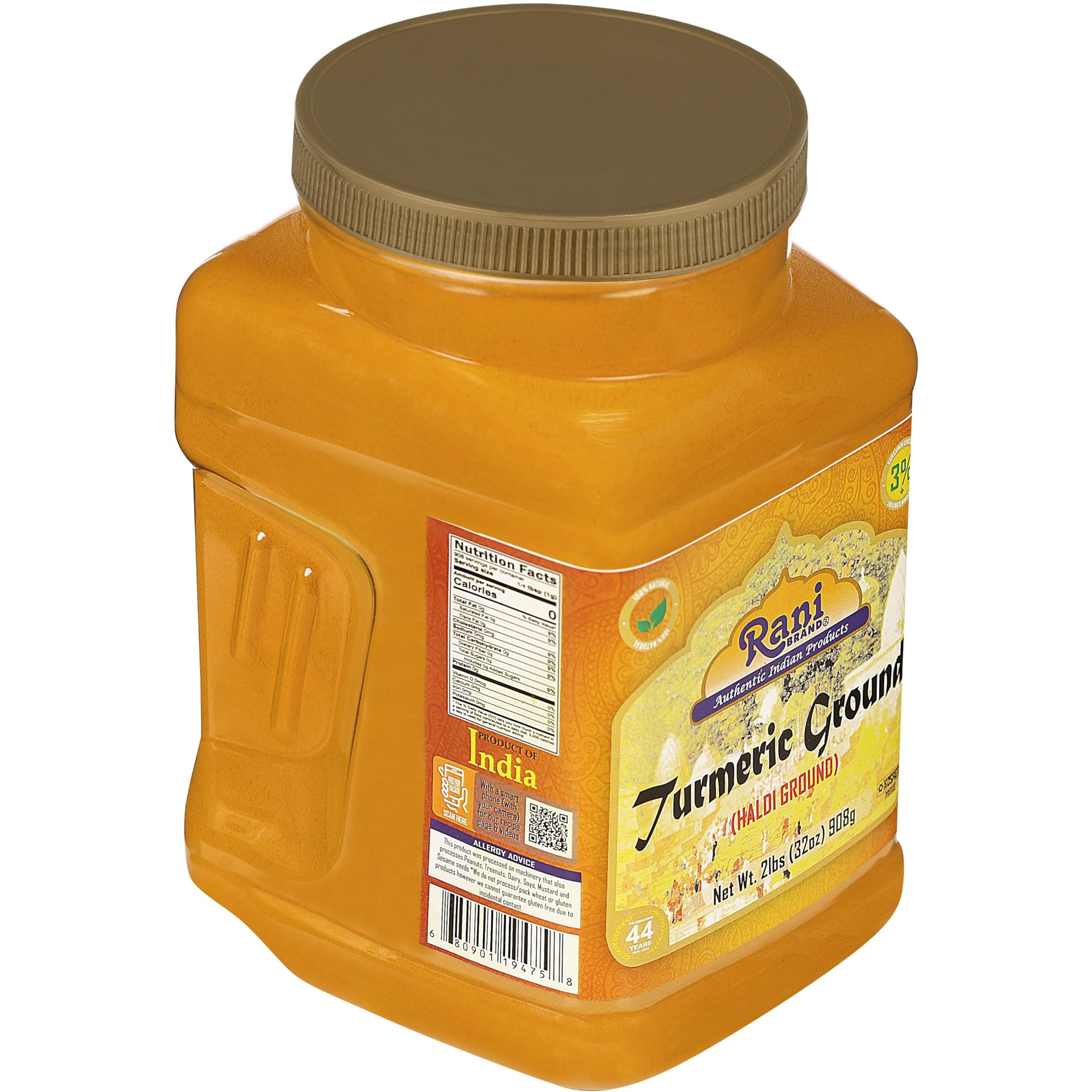 Rani Turmeric (Haldi) Root Powder Spice, (High Curcumin Content) 32oz (2lbs) 908g Bulk PET Jar, Pack of 12 ~ All Natural, 100% Pure, Salt Free, Vegan, Gluten Friendly, NON-GMO, Indian Origin (Size 32oz (2lbs) 908g)