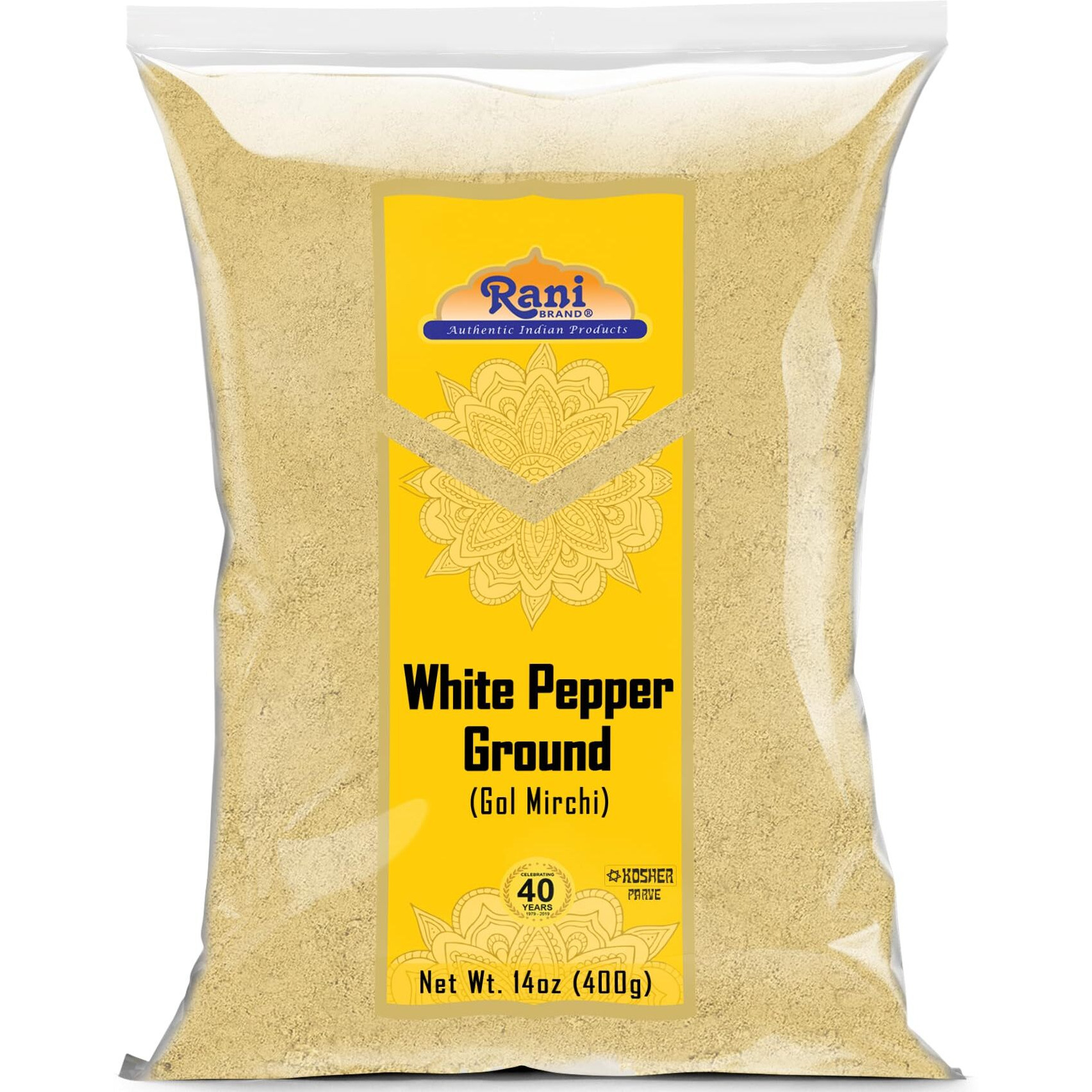 Rani White Pepper (Gol Mirch), Ground Spice 14oz (400g) ~ All Natural, Vegan, Gluten Friendly, NON-GMO, Kosher, Indian Origin (Size 14oz (400g))