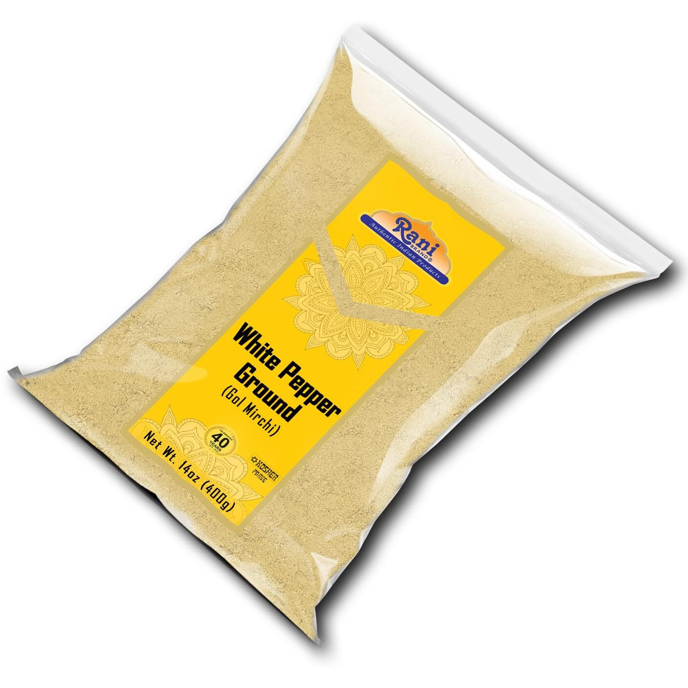 Rani White Pepper (Gol Mirch), Ground Spice 14oz (400g) ~ All Natural, Vegan, Gluten Friendly, NON-GMO, Kosher, Indian Origin (Size 14oz (400g))