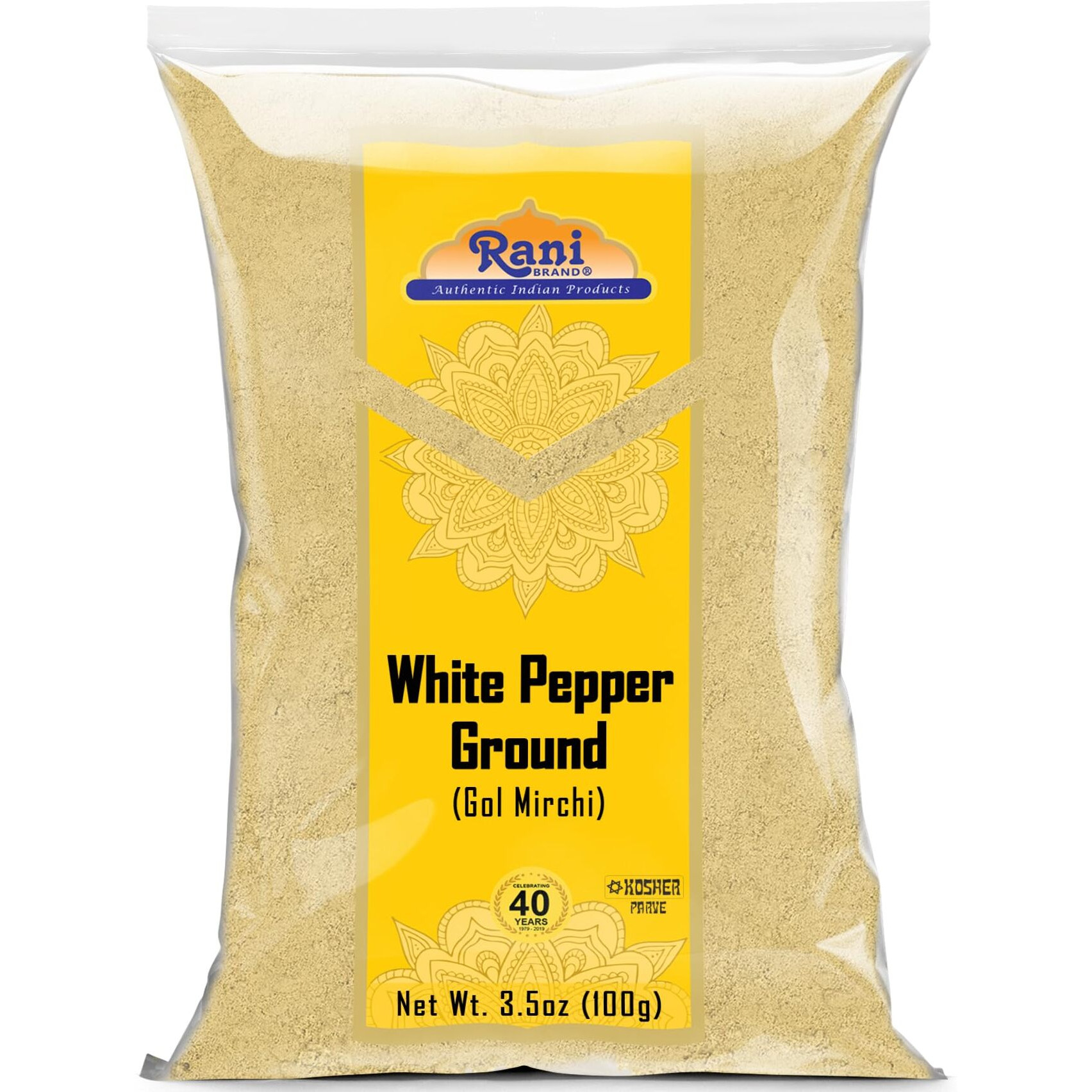 Rani White Pepper (Gol Mirch), Ground Spice 3.5oz (100g) ~ All Natural, Vegan, Gluten Friendly| NON-GMO, Indian Origin (Size 3.5oz (100g))