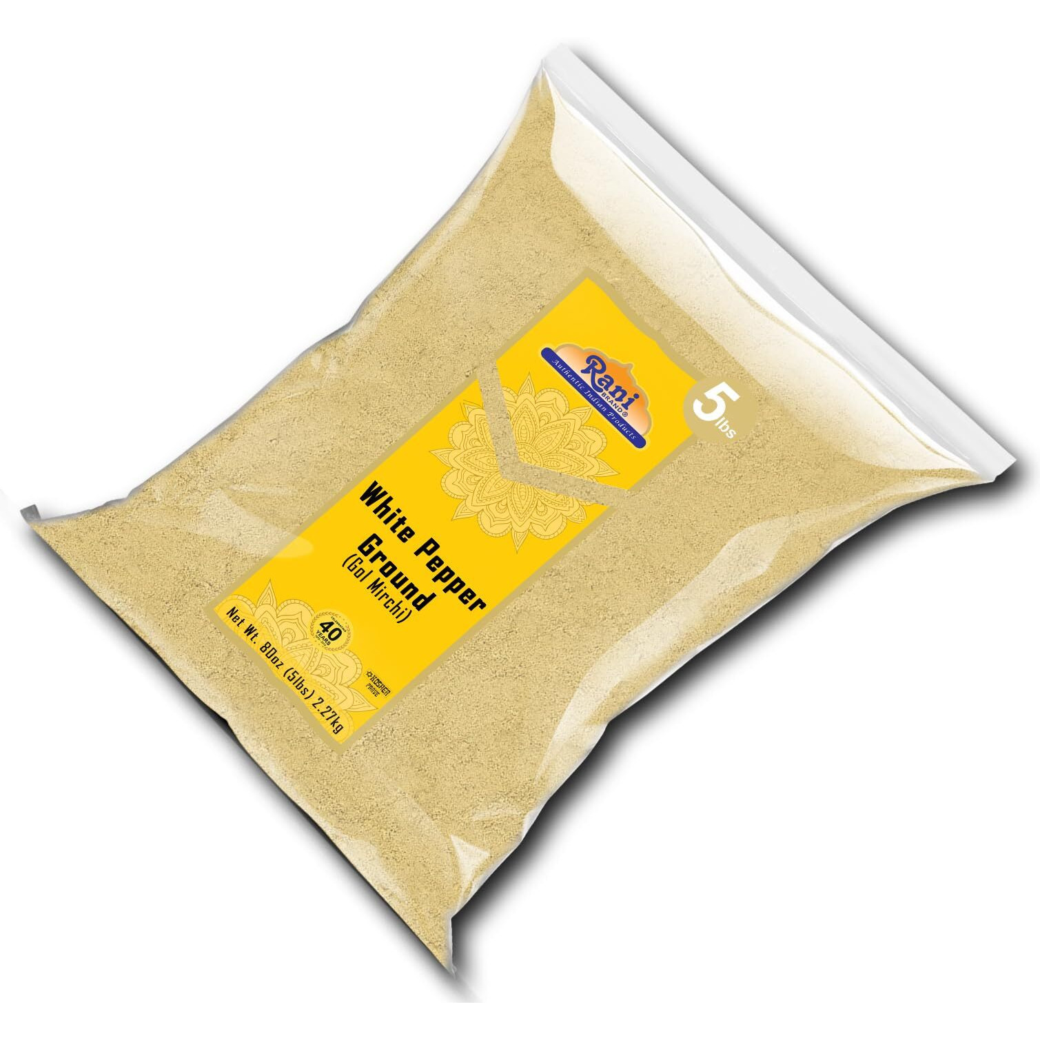 Rani White Pepper (Gol Mirch), Ground Spice 80oz (5lbs) 2.27kg Bulk ~ All Natural, Vegan, Gluten Friendly, NON-GMO, Kosher, Indian Origin (Size 80oz (5lbs) 2.27kg)