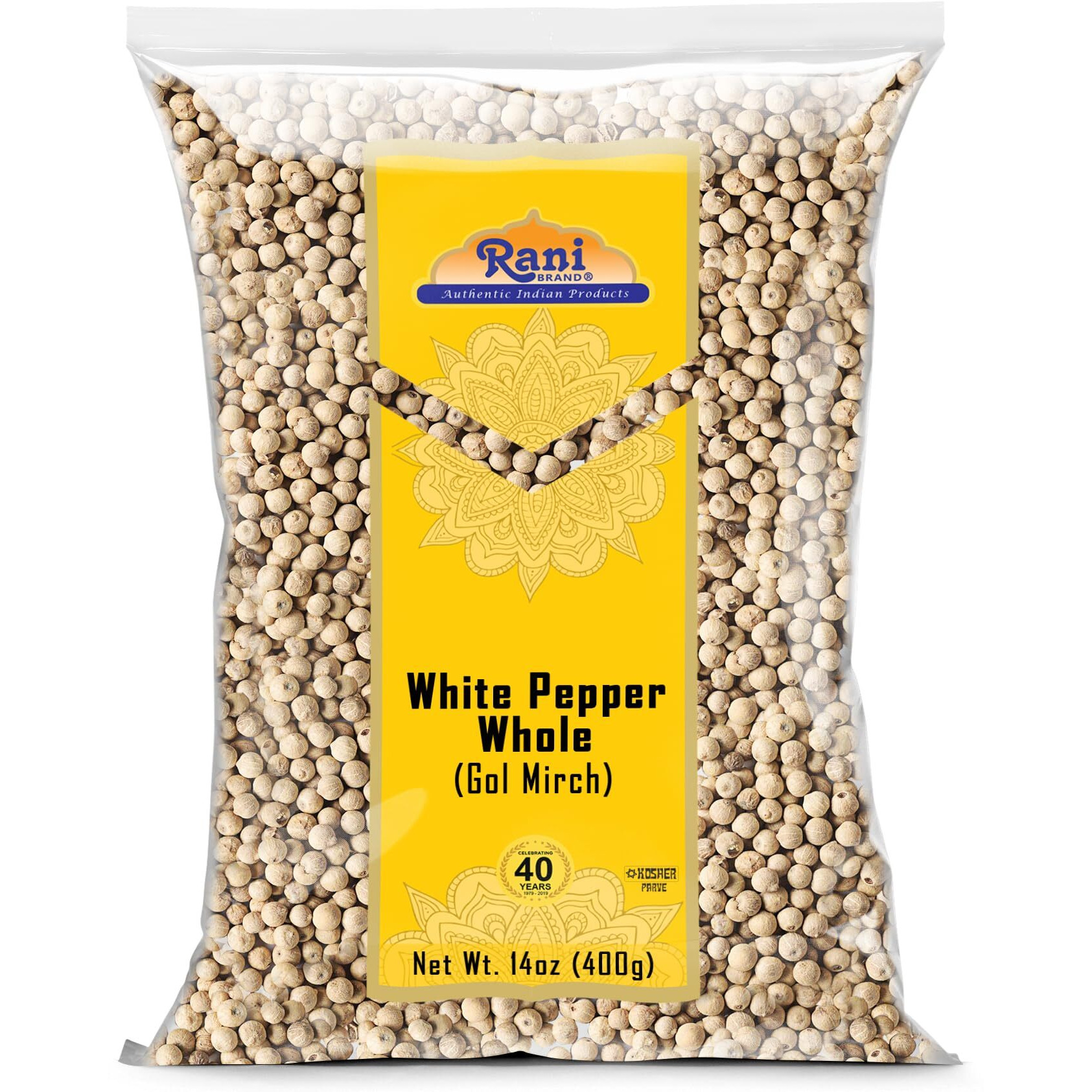 Rani White Pepper (Gol Mirch), Whole Spice 14oz (400g) ~ All Natural, Vegan, Gluten Friendly, NON-GMO, Kosher, Indian Origin (Size 14oz (400g))