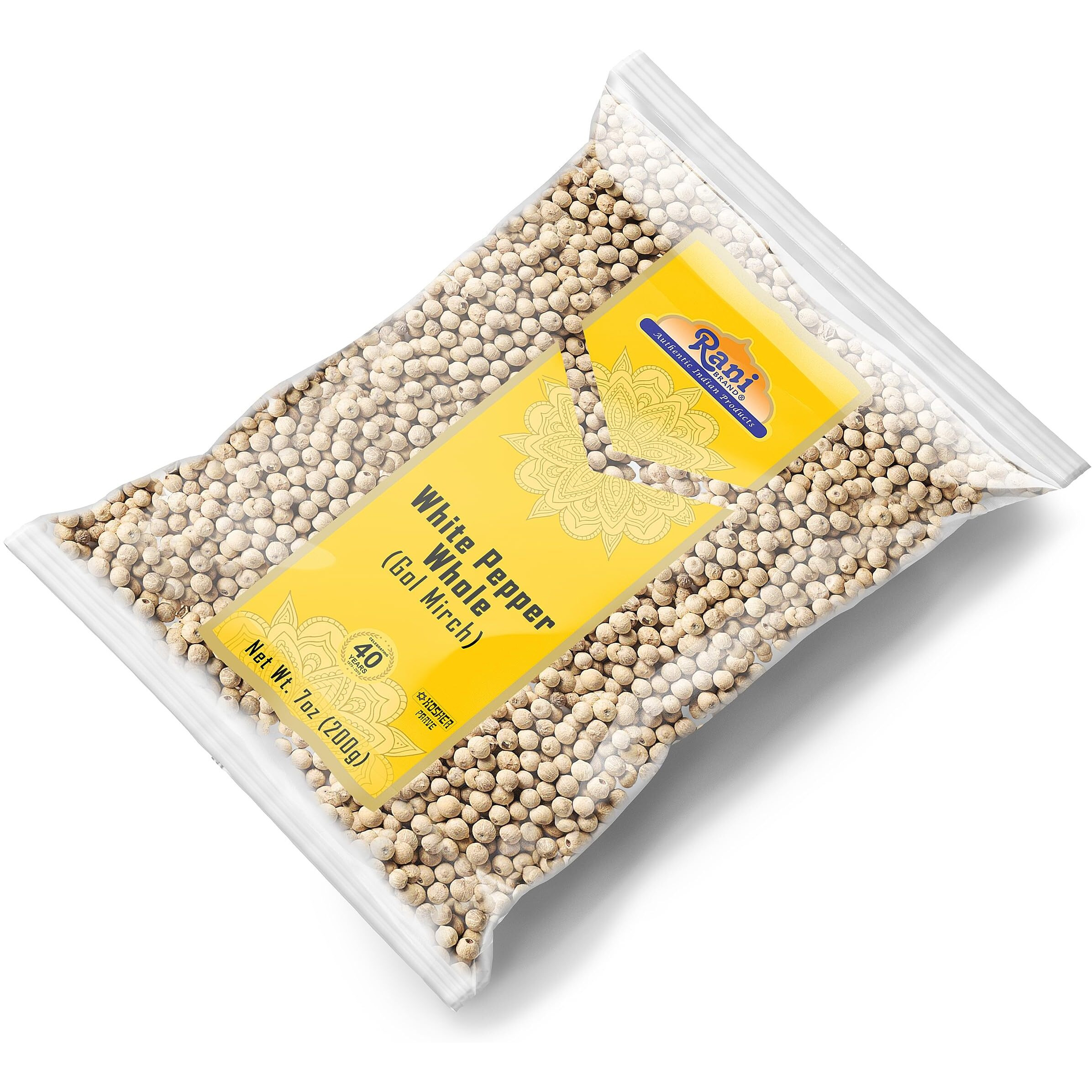 Rani White Pepper (Gol Mirch), Whole Spice 7oz (200g) ~ All Natural, Vegan, Gluten Friendly, NON-GMO, Indian Origin (Size 7oz (200g))