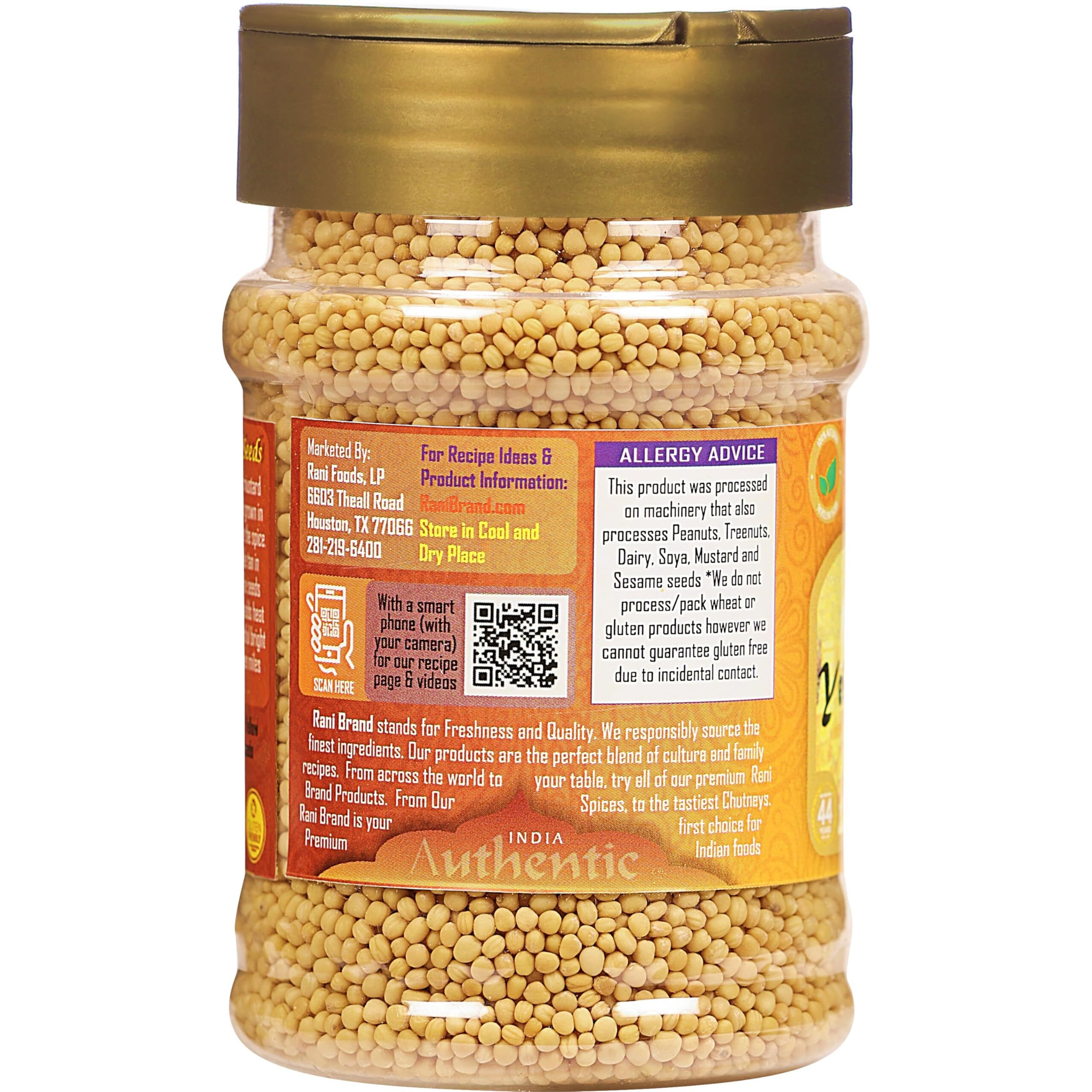 Rani Yellow Mustard Seeds Whole Spice 3.5oz (100g) PET Jar ~ All Natural, Vegan, Gluten Friendly, NON-GMO, Kosher, Indian Origin (Size 3.5oz (100g))