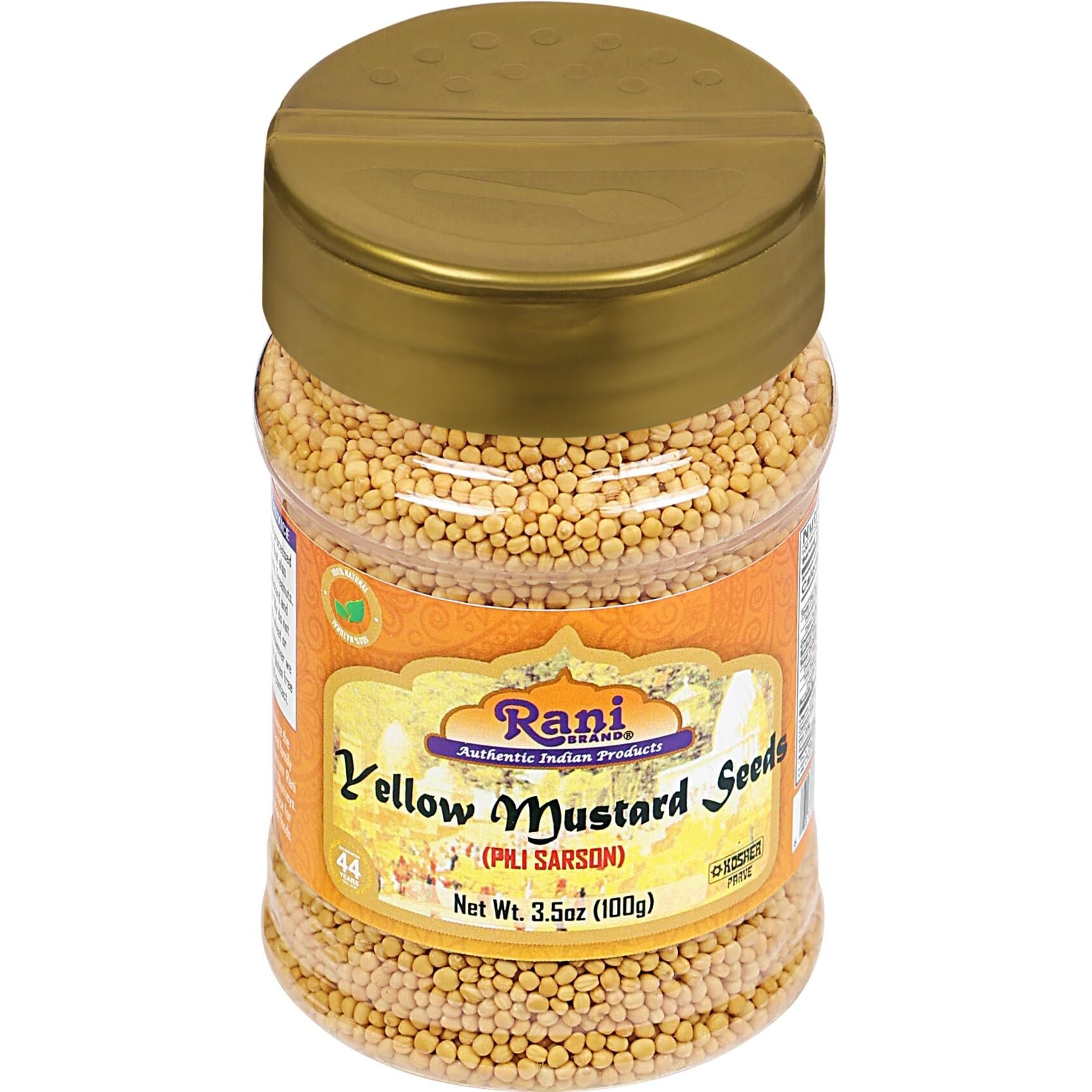 Rani Yellow Mustard Seeds Whole Spice 3.5oz (100g) PET Jar ~ All Natural, Vegan, Gluten Friendly, NON-GMO, Kosher, Indian Origin (Size 3.5oz (100g))