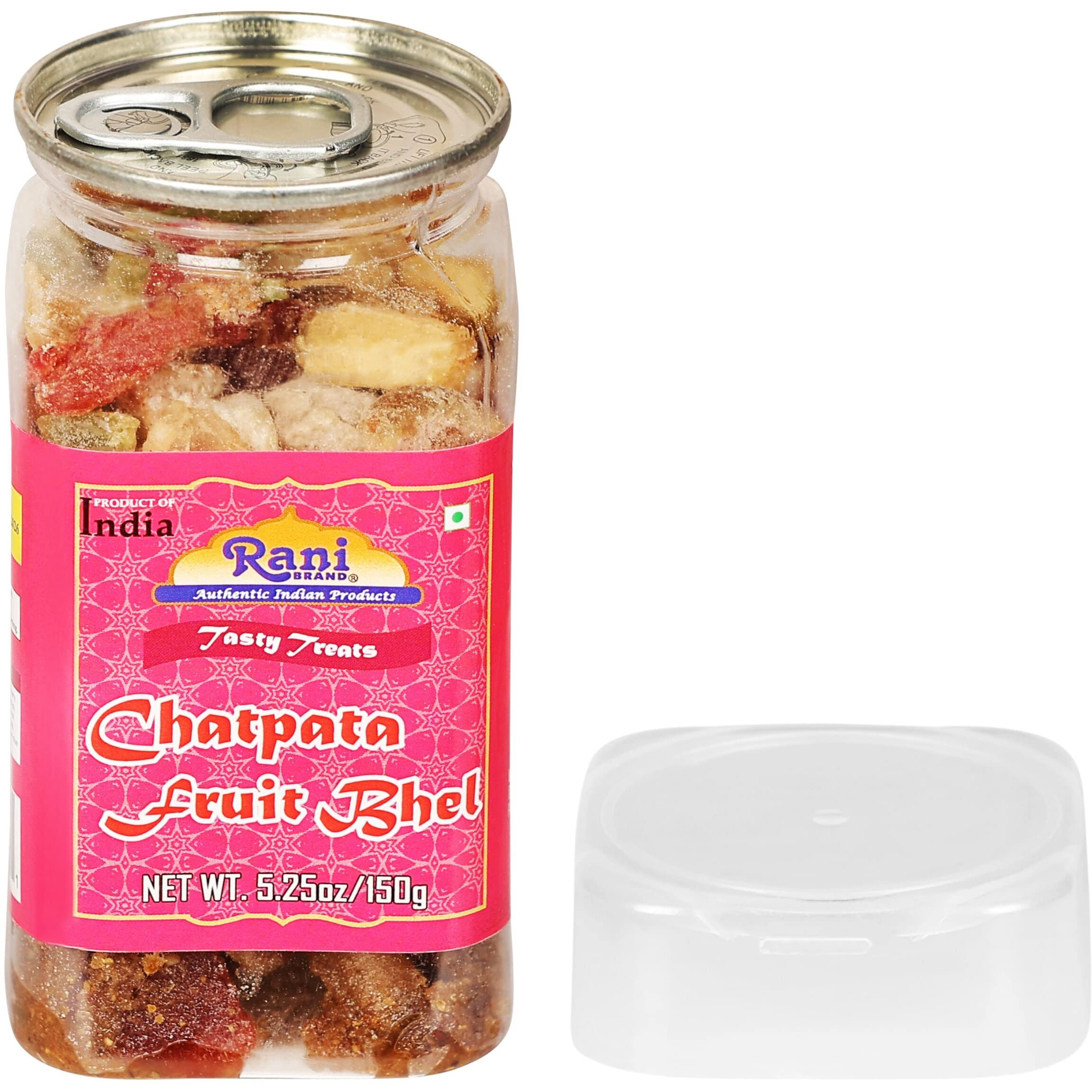Rani Chatpata Fruit Bhel 5.25oz (150g) Vacuum Sealed, Easy Open Top, Resealable Container ~ Indian Tasty Treats, Vegan, Gluten Friendly, NON-GMO, Indian Origin