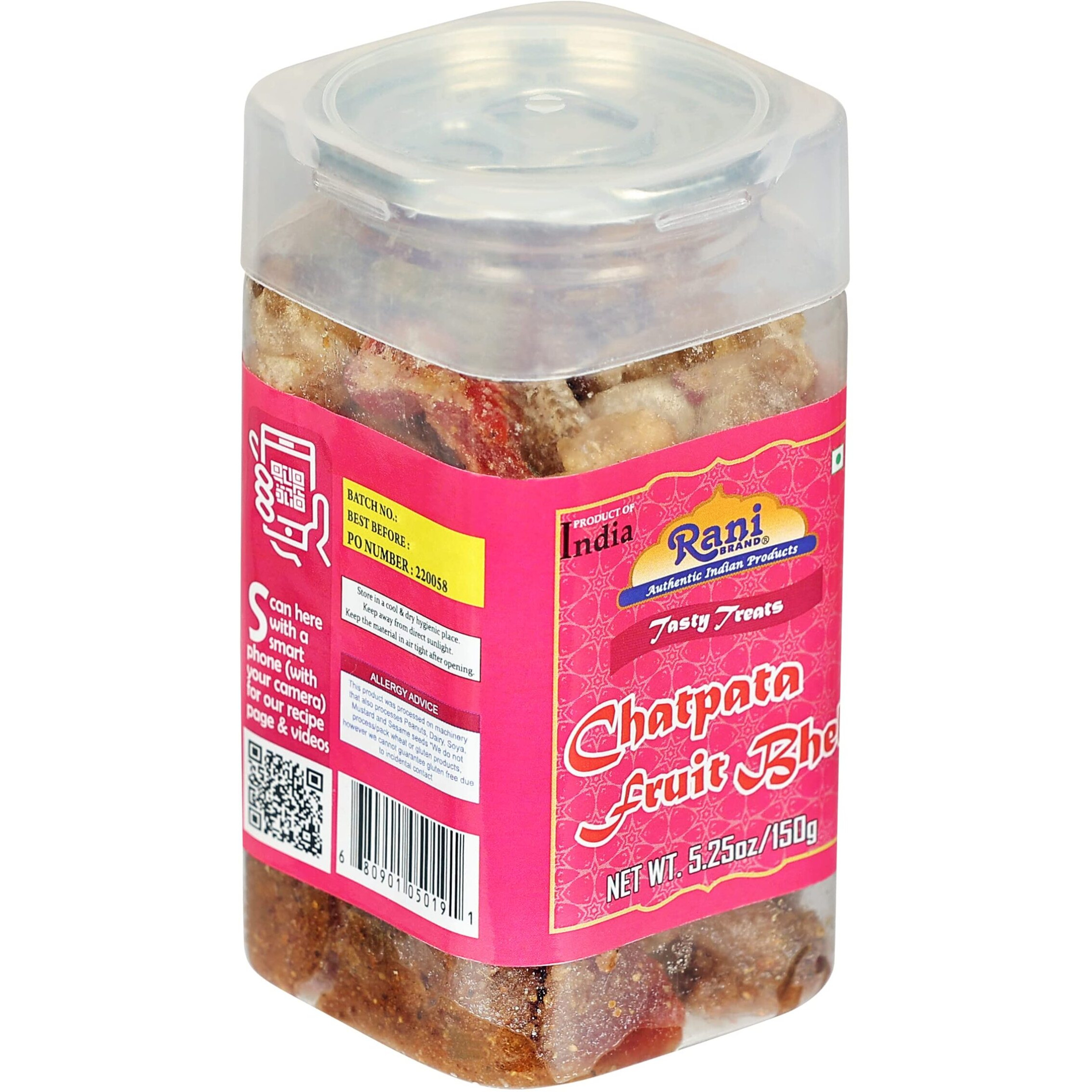 Rani Chatpata Fruit Bhel 5.25oz (150g) Vacuum Sealed, Easy Open Top, Resealable Container ~ Indian Tasty Treats, Vegan, Gluten Friendly, NON-GMO, Indian Origin