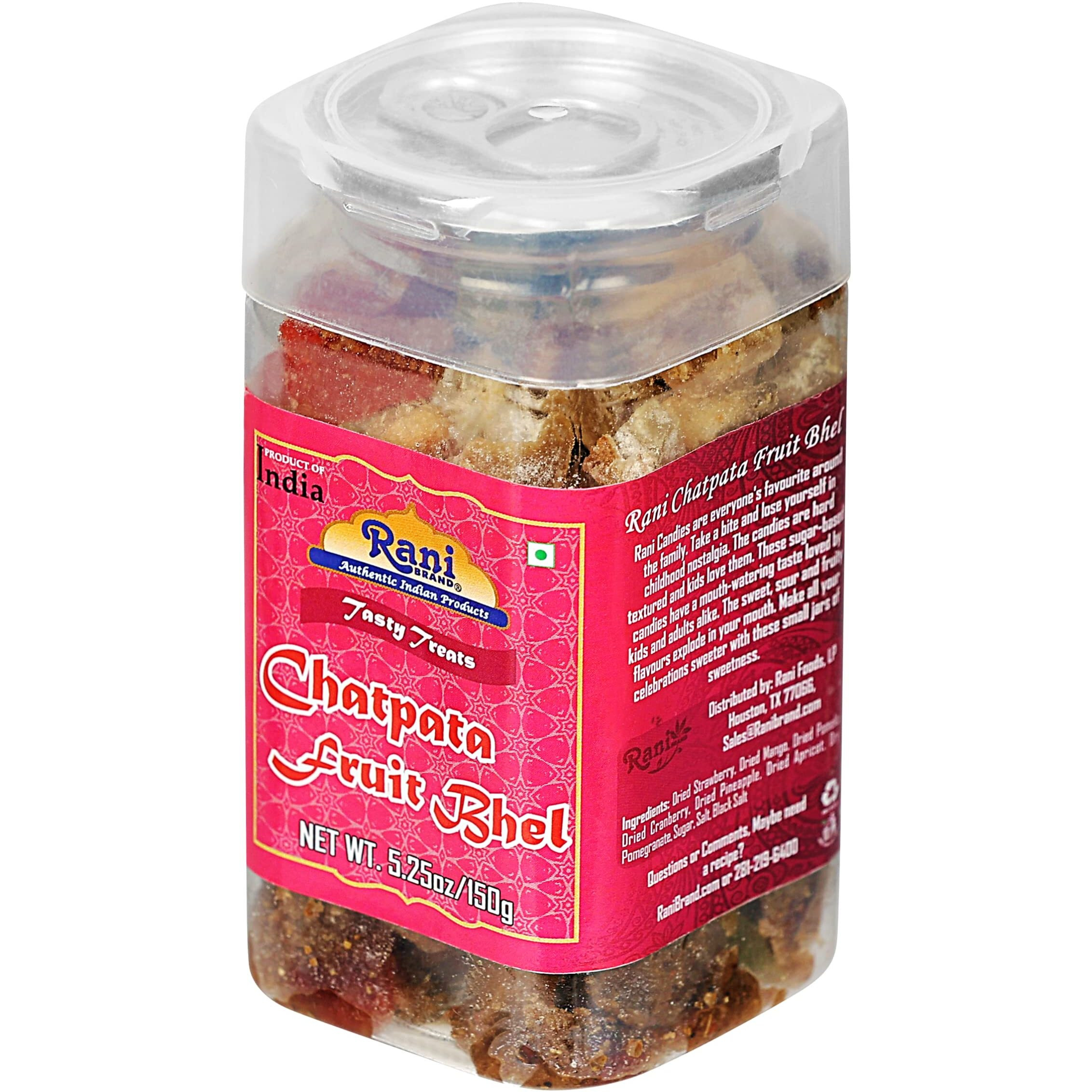 Rani Chatpata Fruit Bhel 5.25oz (150g) Vacuum Sealed, Easy Open Top, Resealable Container ~ Indian Tasty Treats, Vegan, Gluten Friendly, NON-GMO, Indian Origin