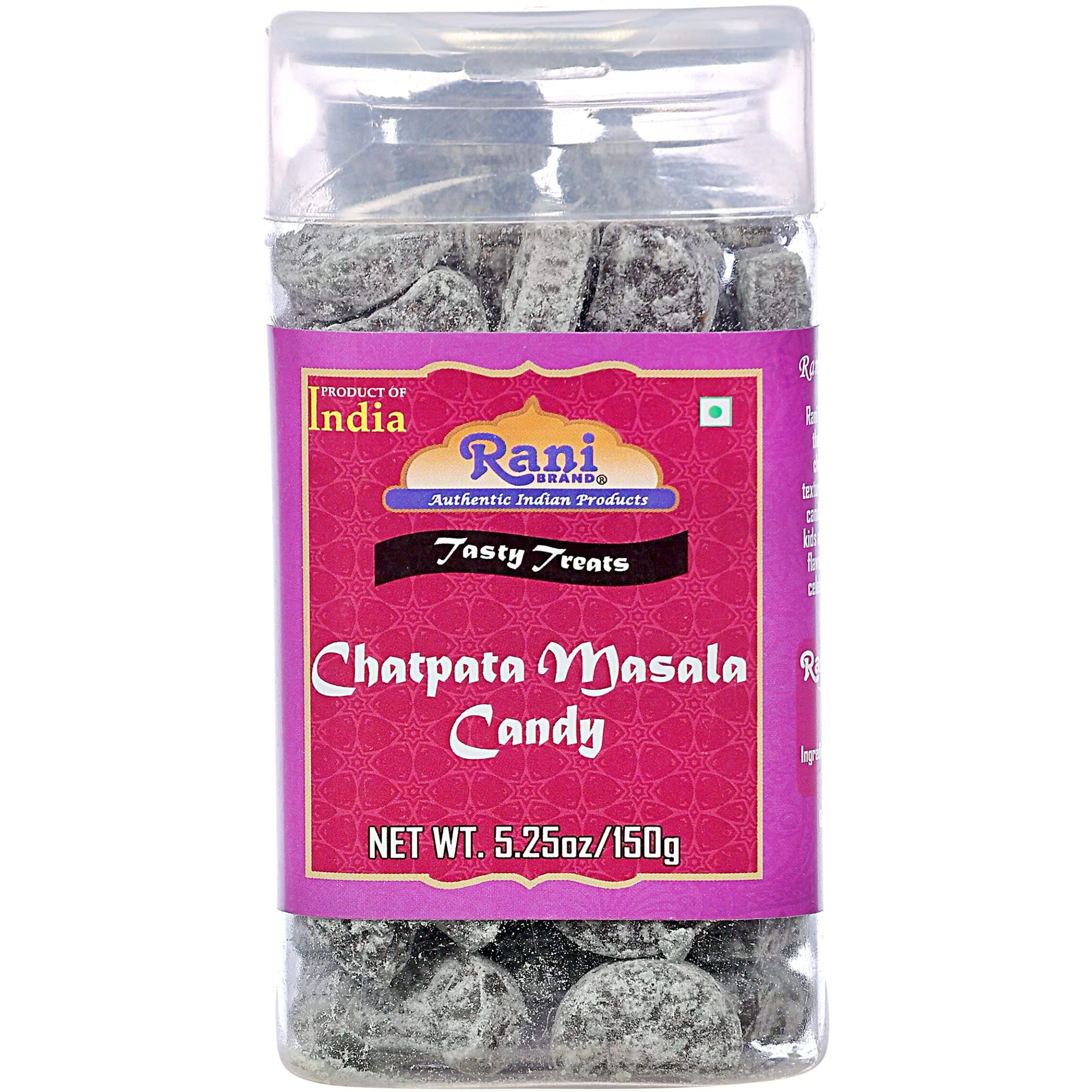 Rani Chatpata Masala Candy 5.25oz (150g) Vacuum Sealed, Easy Open Top, Resealable Container ~ Indian Tasty Treats, Vegan, Gluten Friendly, NON-GMO, Indian Origin
