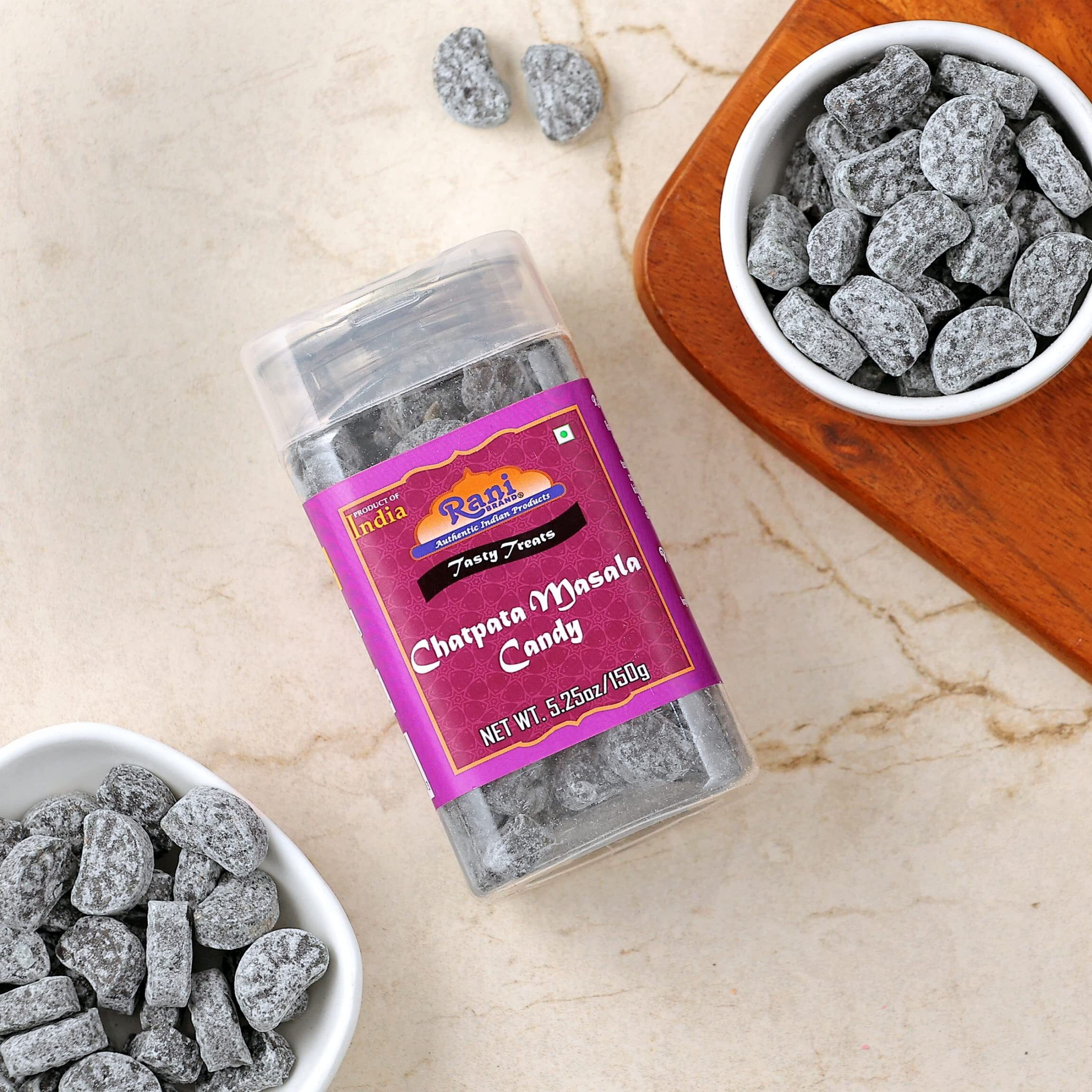 Rani Chatpata Masala Candy 5.25oz (150g) Vacuum Sealed, Easy Open Top, Resealable Container ~ Indian Tasty Treats, Vegan, Gluten Friendly, NON-GMO, Indian Origin