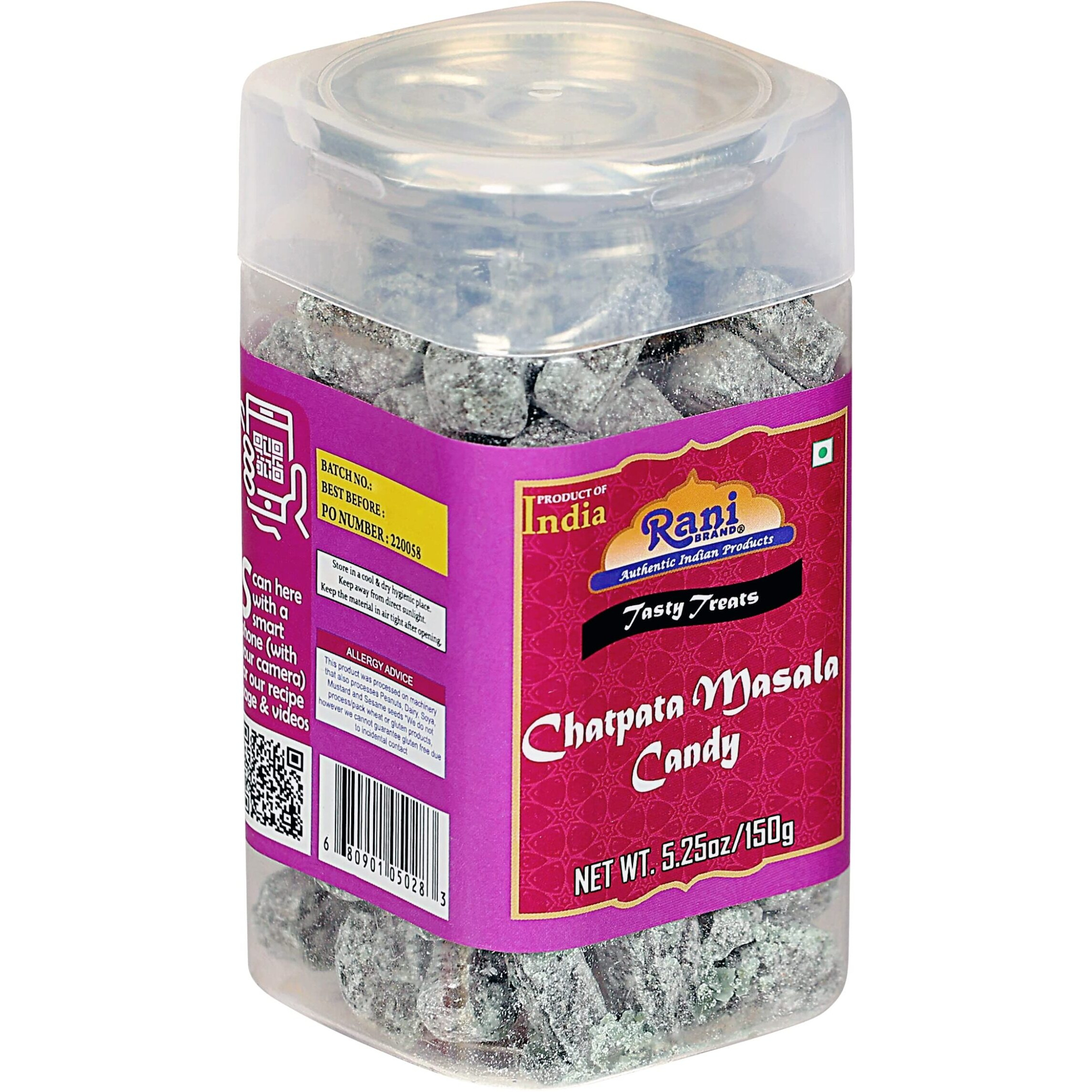 Rani Chatpata Masala Candy 5.25oz (150g) Vacuum Sealed, Easy Open Top, Resealable Container ~ Indian Tasty Treats, Vegan, Gluten Friendly, NON-GMO, Indian Origin