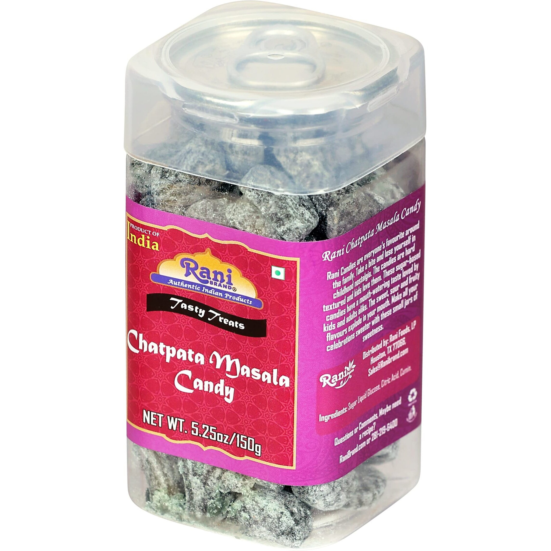 Rani Chatpata Masala Candy 5.25oz (150g) Vacuum Sealed, Easy Open Top, Resealable Container ~ Indian Tasty Treats, Vegan, Gluten Friendly, NON-GMO, Indian Origin