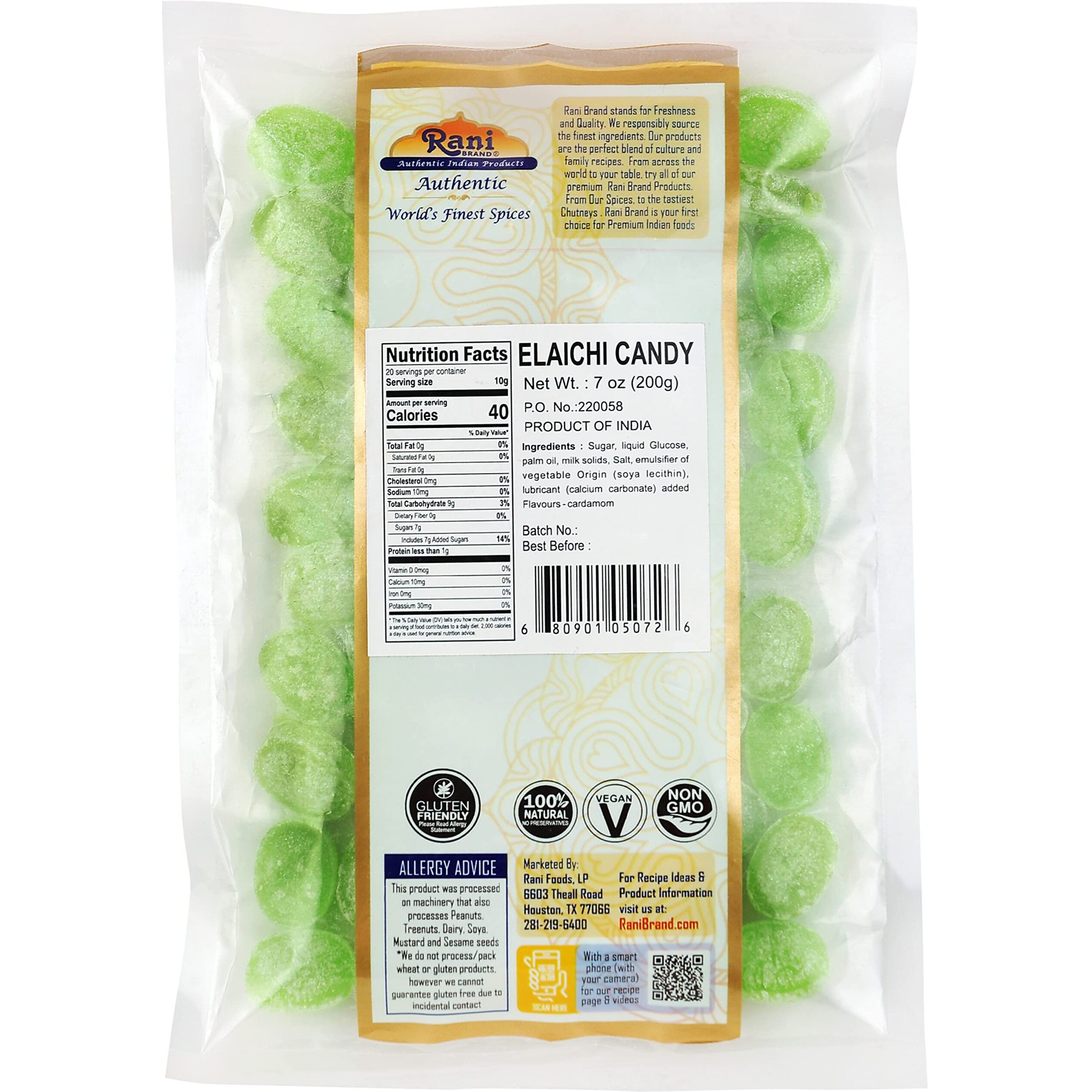 Rani Elaichi Candy 7oz (200g) ~ Indian Tasty Treats, Vegan, Gluten Friendly, NON-GMO, Indian Origin