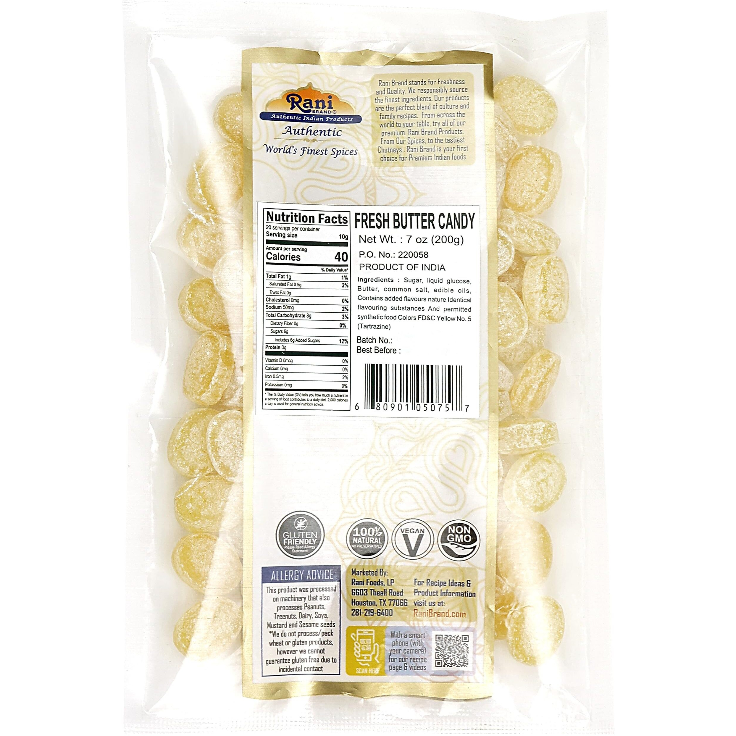 Rani Fresh Butter Candy 7oz (200g) ~ Indian Tasty Treats, Vegan, Gluten Friendly, NON-GMO, Indian Origin