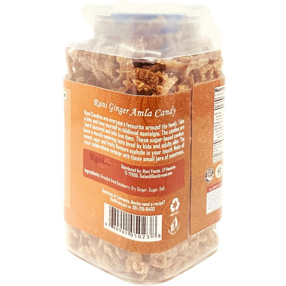 Rani Ginger Amla Candy 3.5oz (100g) Vacuum Sealed, Easy Open Top, Resealable Container ~ Indian Tasty Treats, Vegan, Gluten Friendly, NON-GMO, Indian Origin